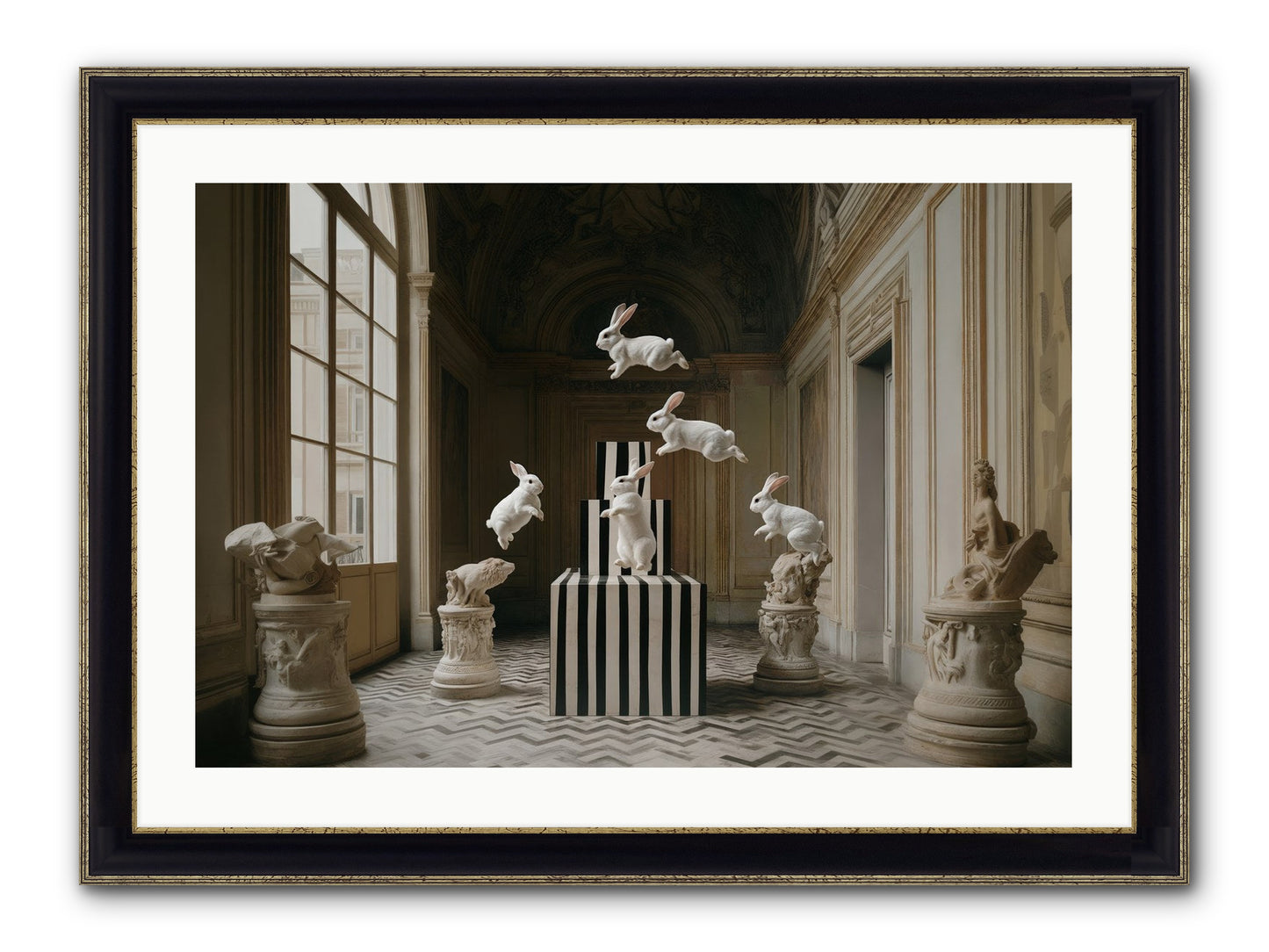The Whimsical Hour Framed Print - Black & Gold 30x20