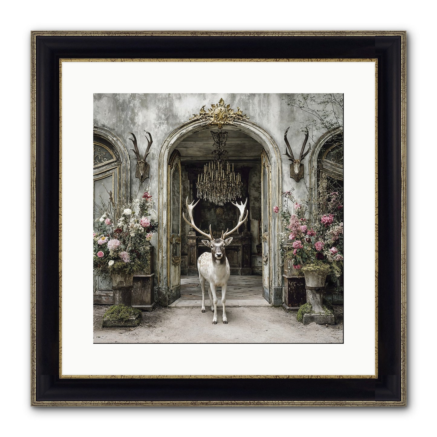 The Wild Orchard Guest Framed Print - Black & Gold 16x16
