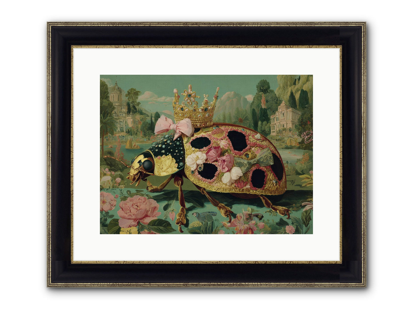 The Winsome Pavilion Framed Print - Black & Gold 16x12
