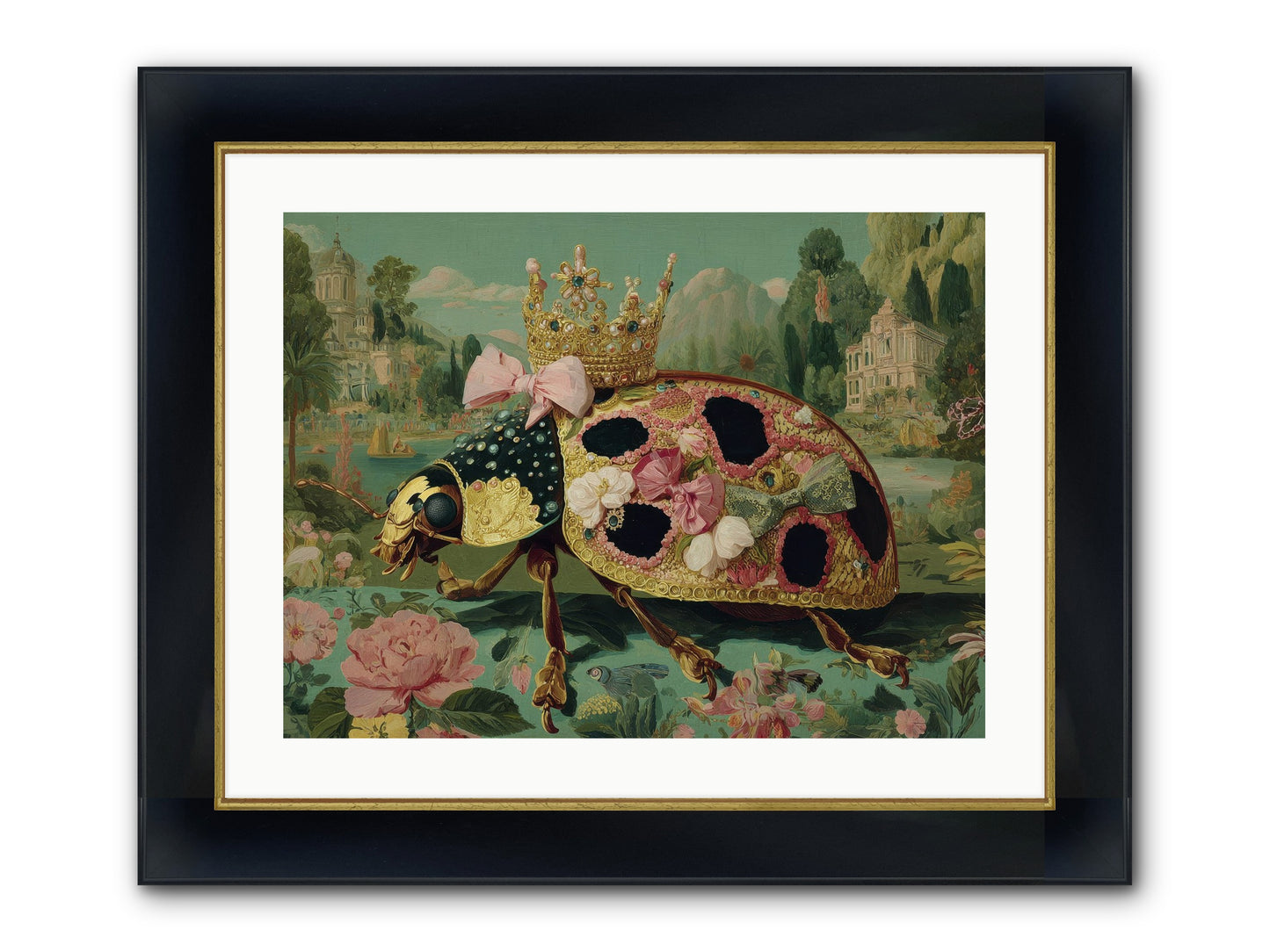The Winsome Pavilion Framed Print - Wide Black w/Gold 24x18