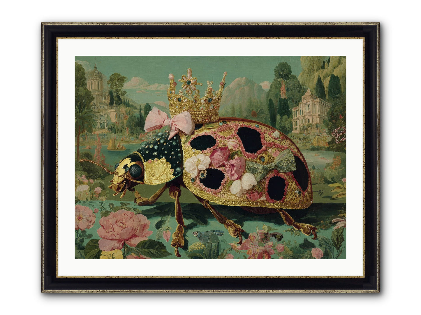 The Winsome Pavilion Framed Print - Black & Gold 32x24