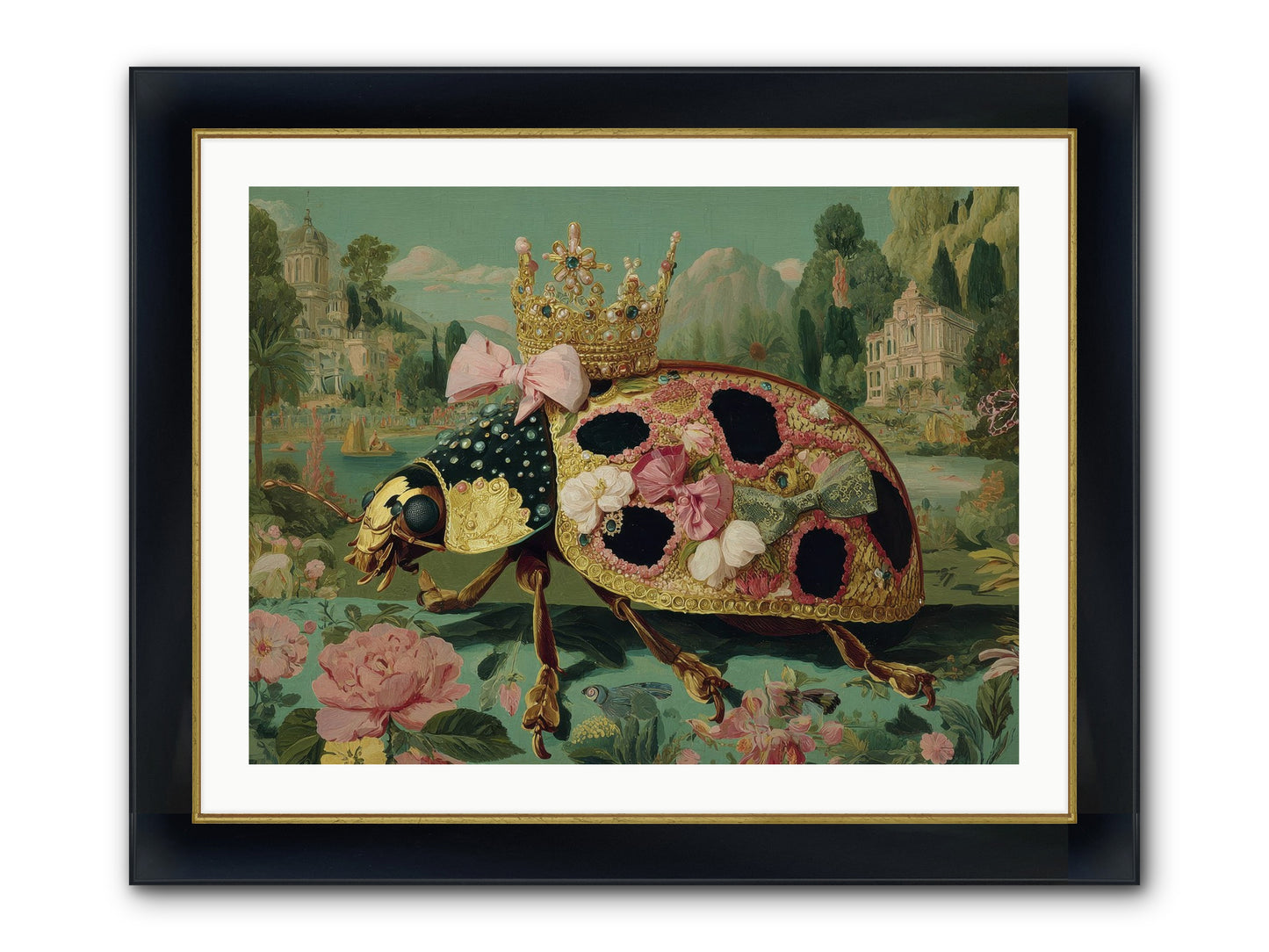 The Winsome Pavilion Framed Print - Wide Black w/Gold 32x24