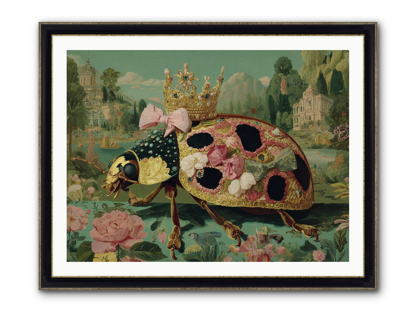 The Winsome Pavilion Framed Print - Black & Gold 40x30