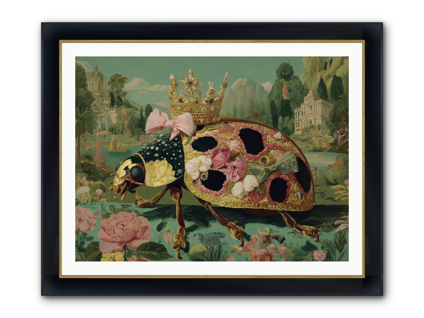 The Winsome Pavilion Framed Print - Wide Black w/Gold 40x30