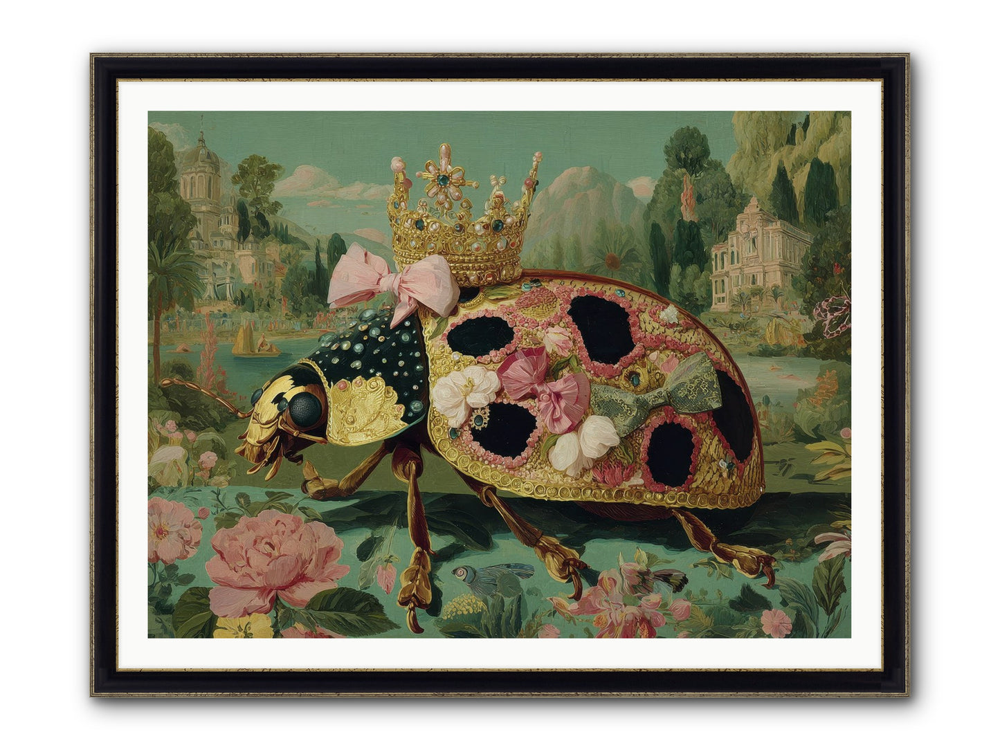 The Winsome Pavilion Framed Print - Black & Gold 48x36