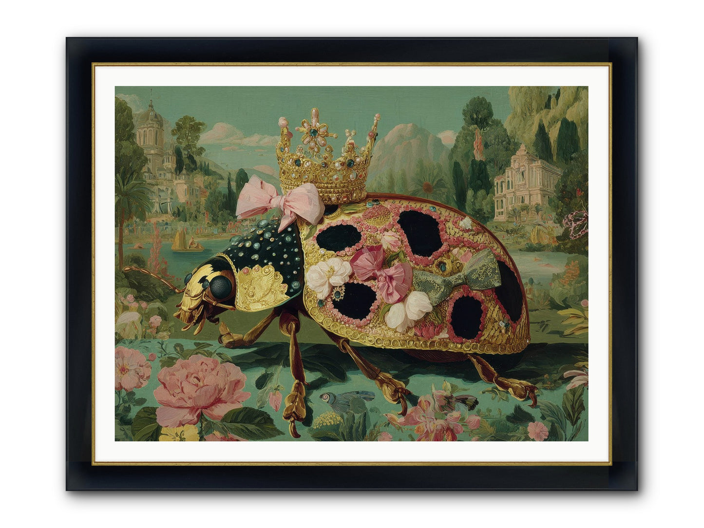 The Winsome Pavilion Framed Print - Wide Black w/Gold 48x36