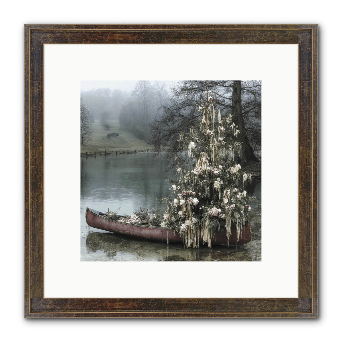 The Winter Lake Wonder Framed Print - Slimwoods Black/Gold 10x10