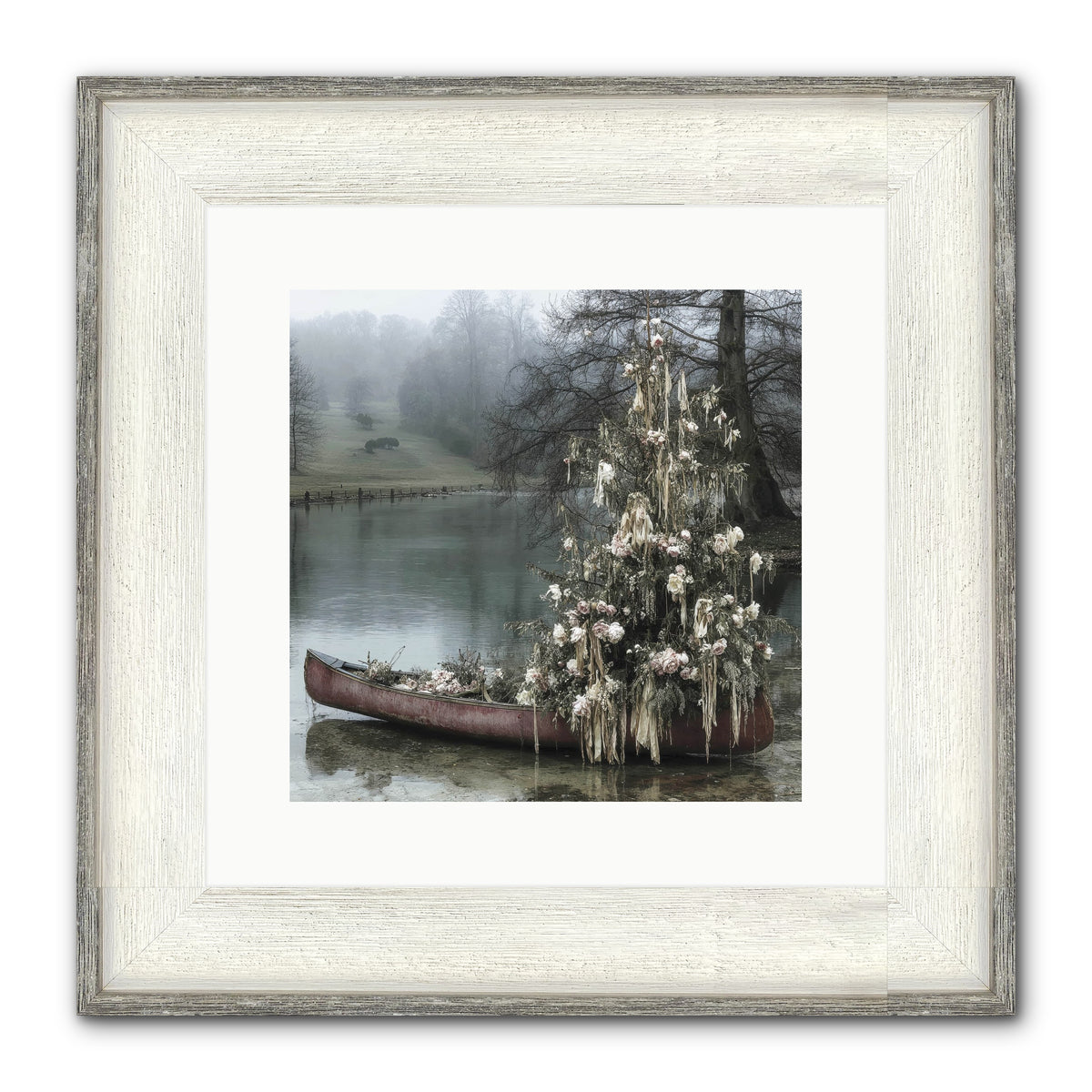 The Winter Lake Wonder Framed Print - Driftwood White 12x12