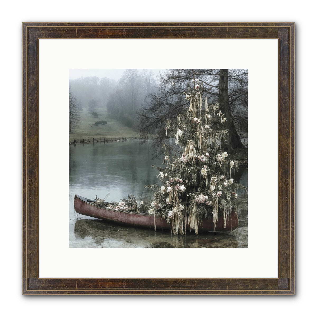 The Winter Lake Wonder Framed Print - Slimwoods Black/Gold 12x12