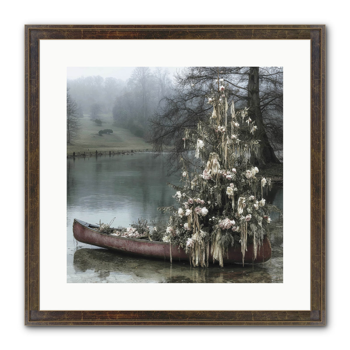 The Winter Lake Wonder Framed Print - Slimwoods Black/Gold 16x16