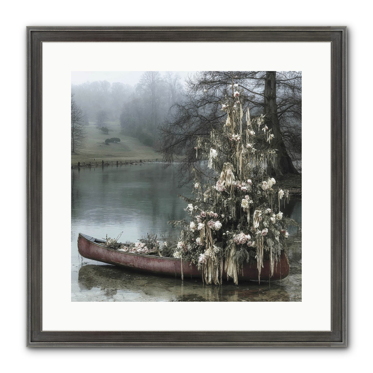 The Winter Lake Wonder Framed Print - Slimwoods Black/Silver 16x16