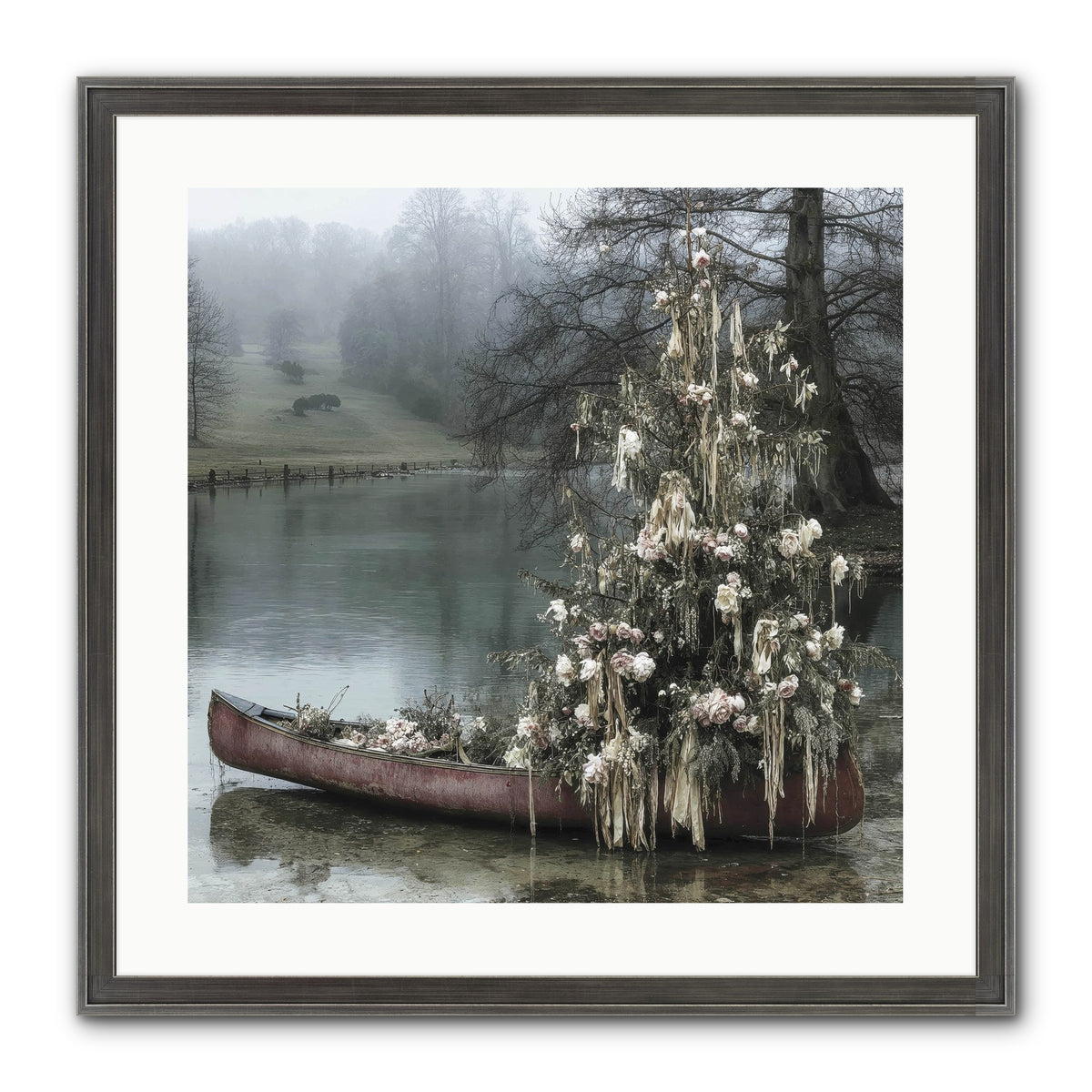 The Winter Lake Wonder Framed Print - Slimwoods Black/Silver 20x20