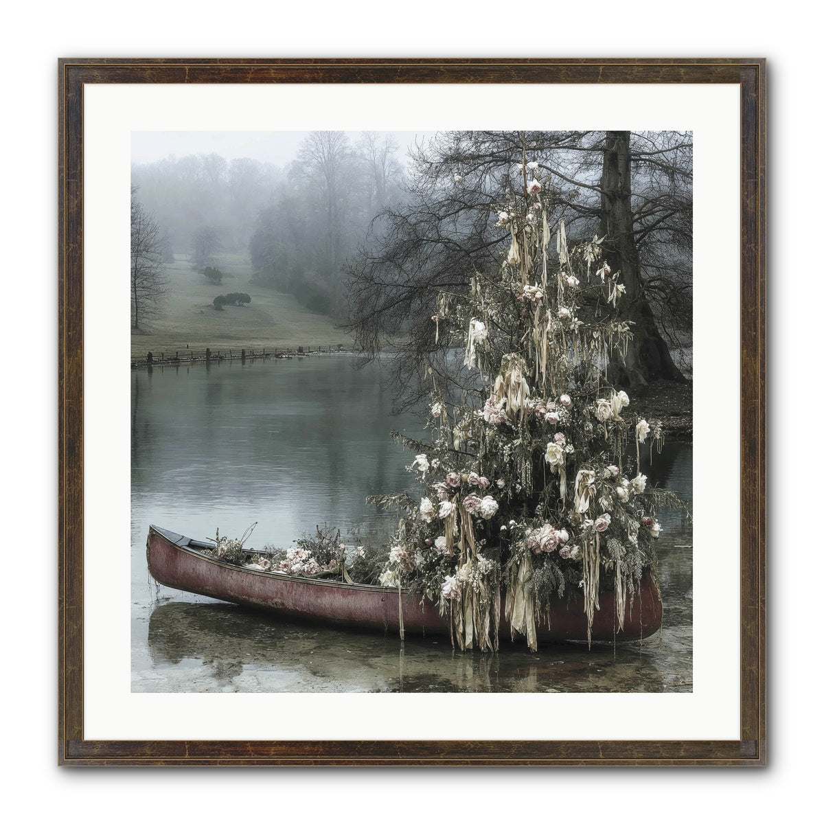The Winter Lake Wonder Framed Print - Slimwoods Black/Gold 24x24