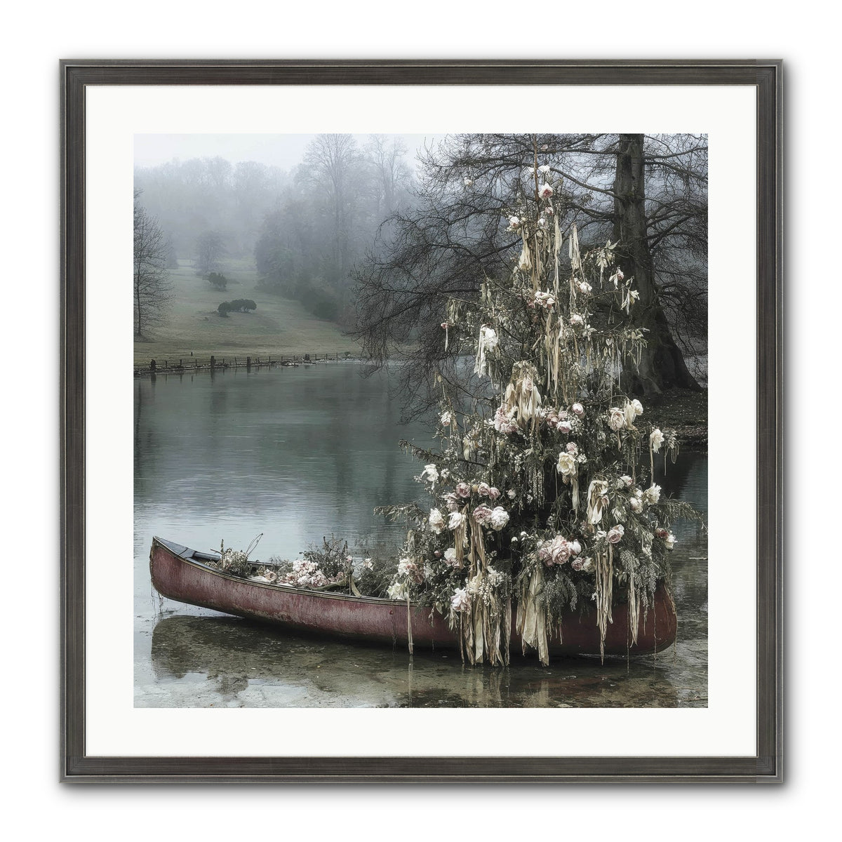 The Winter Lake Wonder Framed Print - Slimwoods Black/Silver 24x24