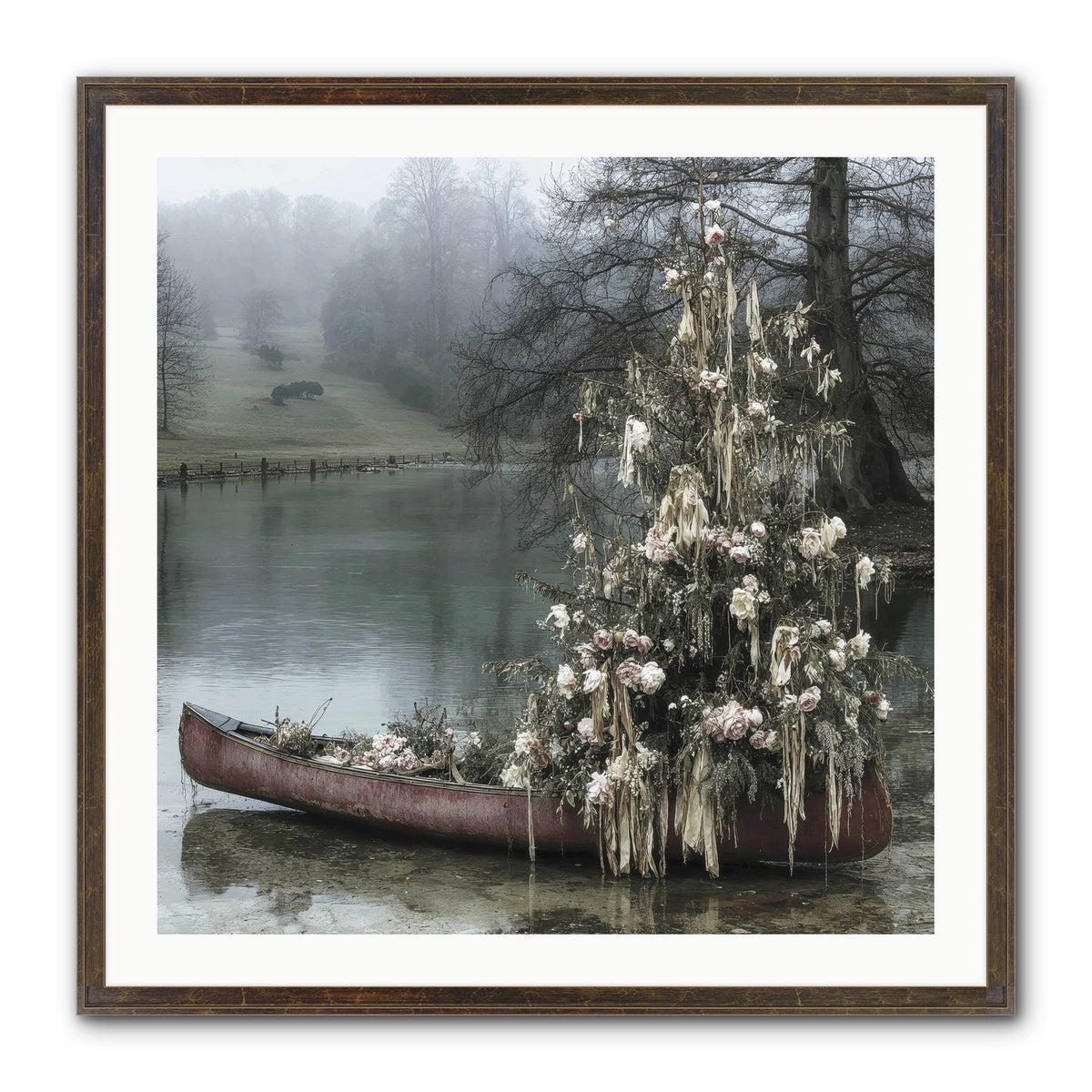The Winter Lake Wonder Framed Print - Slimwoods Black/Gold 30x30