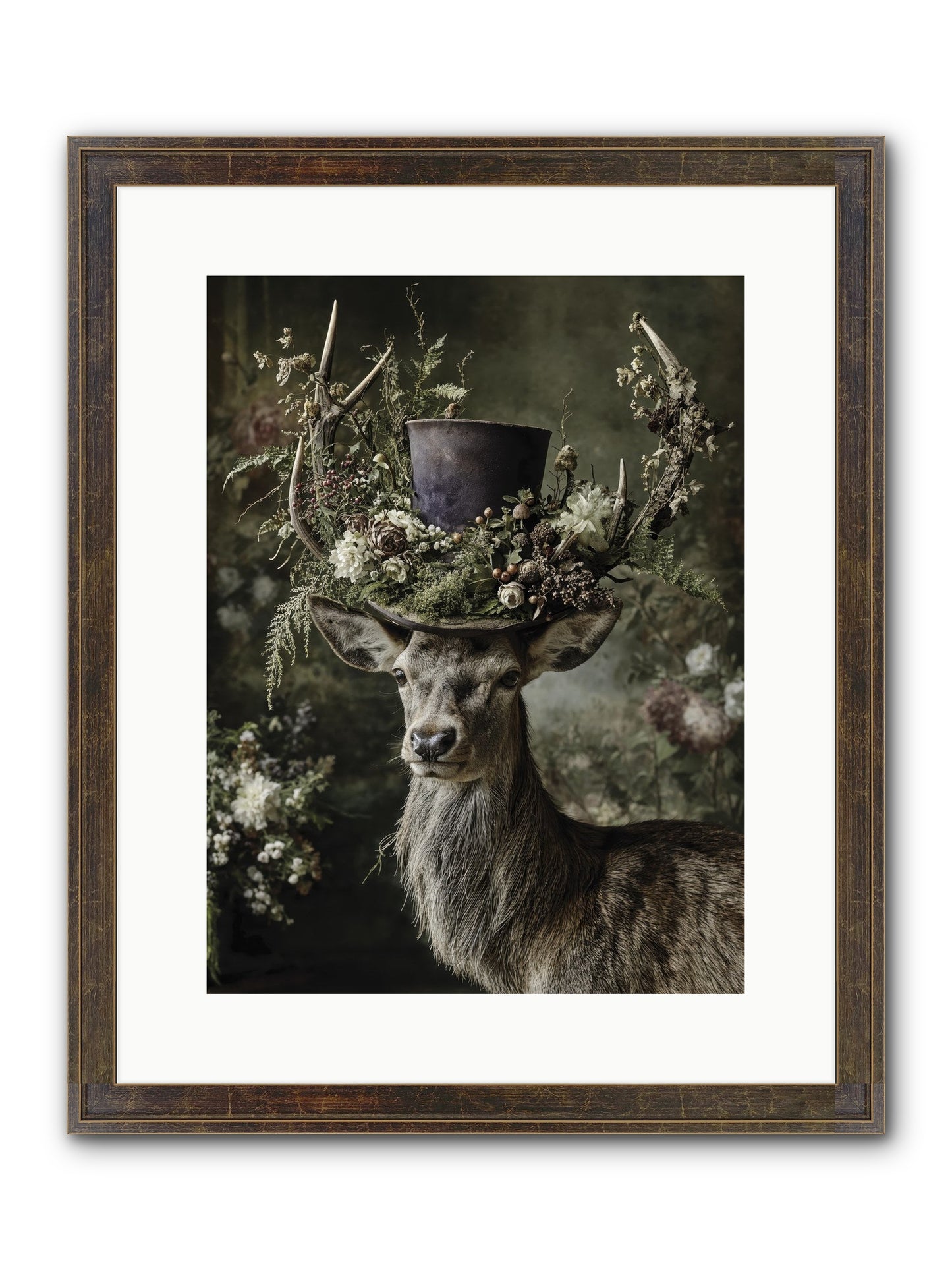 The Woodland Deity Framed Print - Slimwoods Black/Gold 12x16