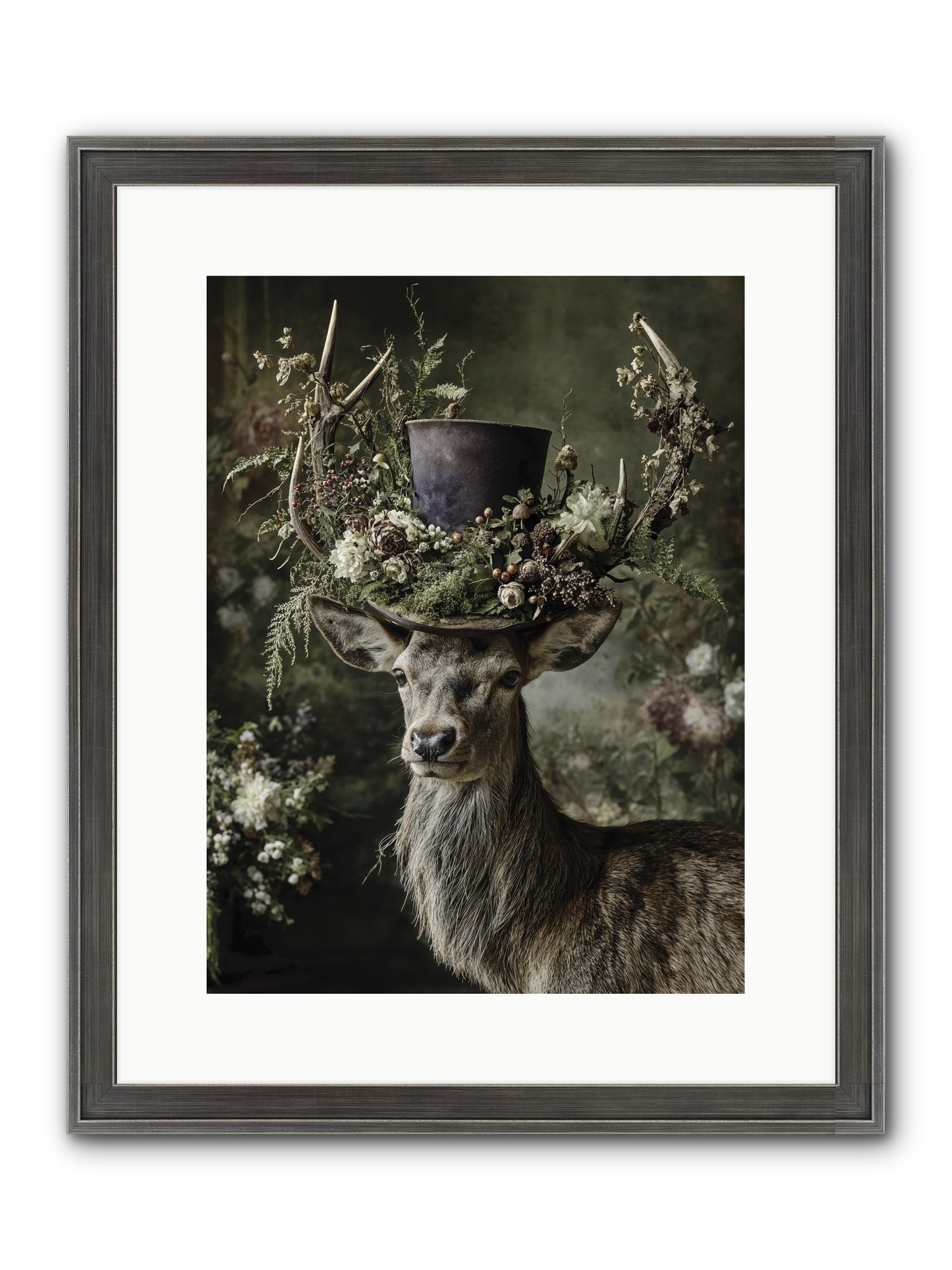 The Woodland Deity Framed Print - Slimwoods Black/Silver 12x16