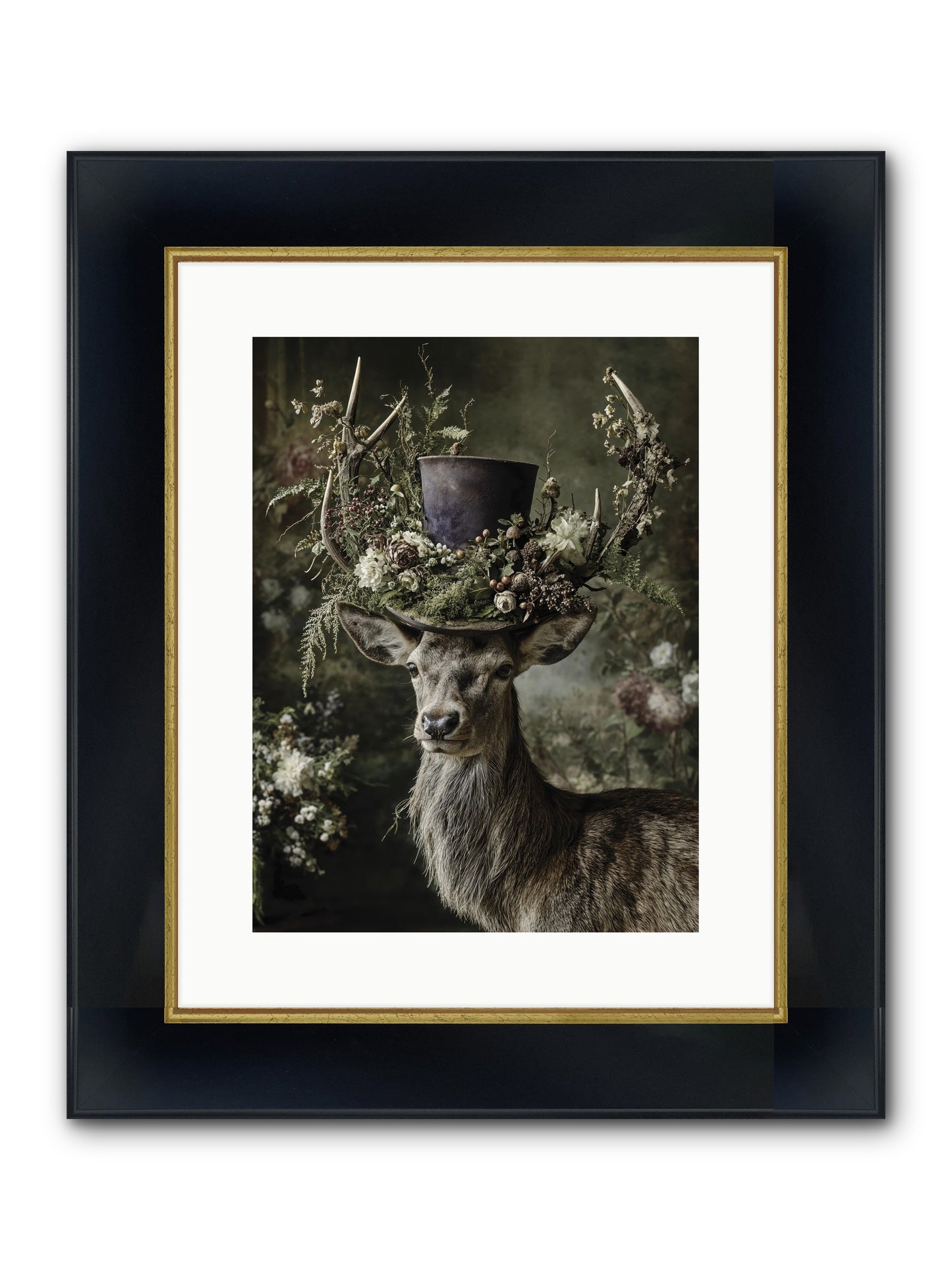 The Woodland Deity Framed Print - Wide Black w/Gold 12x16