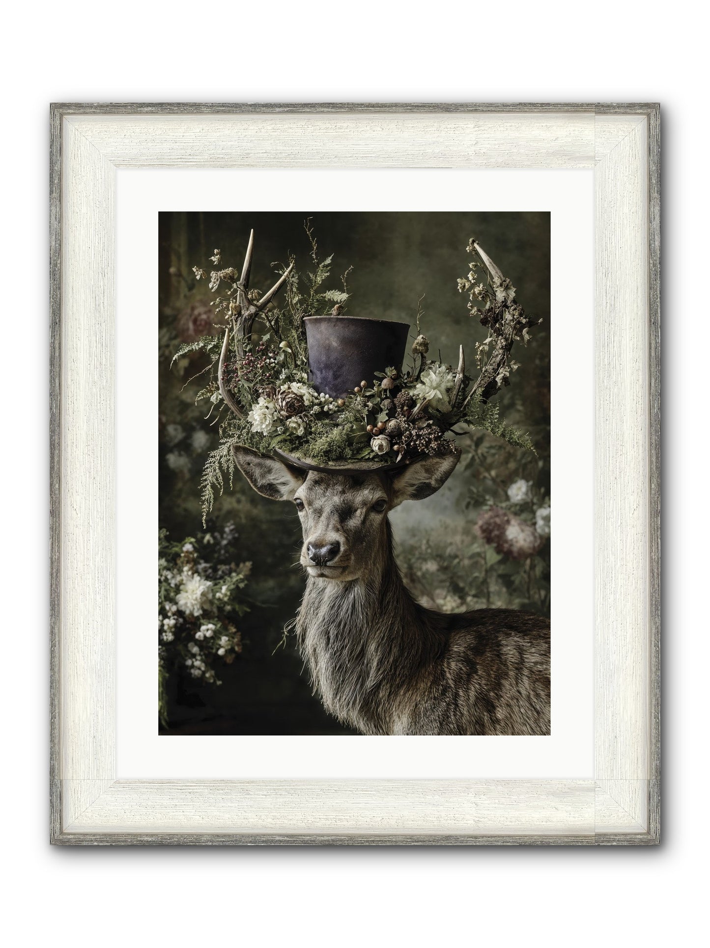 The Woodland Deity Framed Print - Driftwood White 18x24