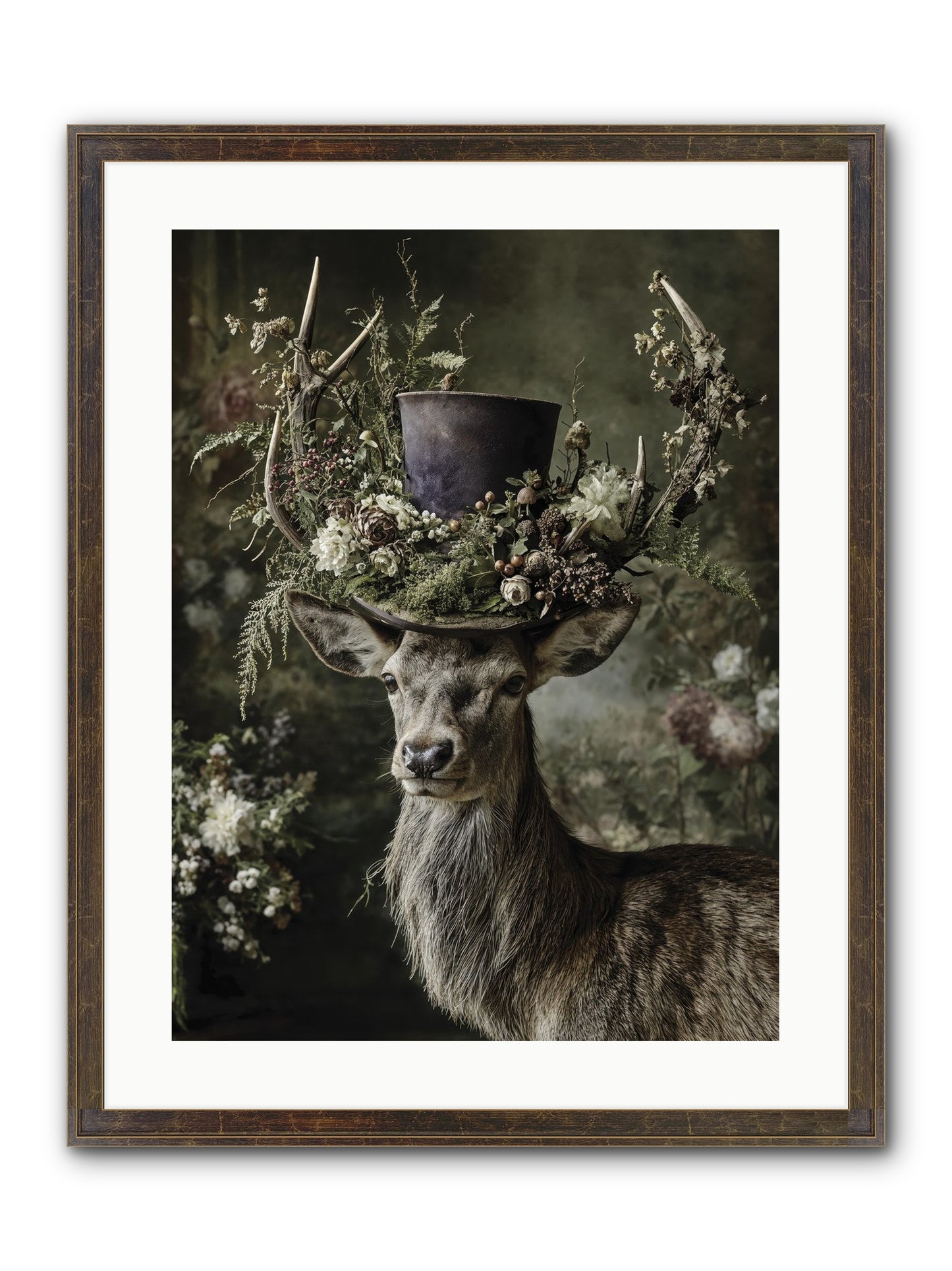 The Woodland Deity Framed Print - Slimwoods Black/Gold 18x24