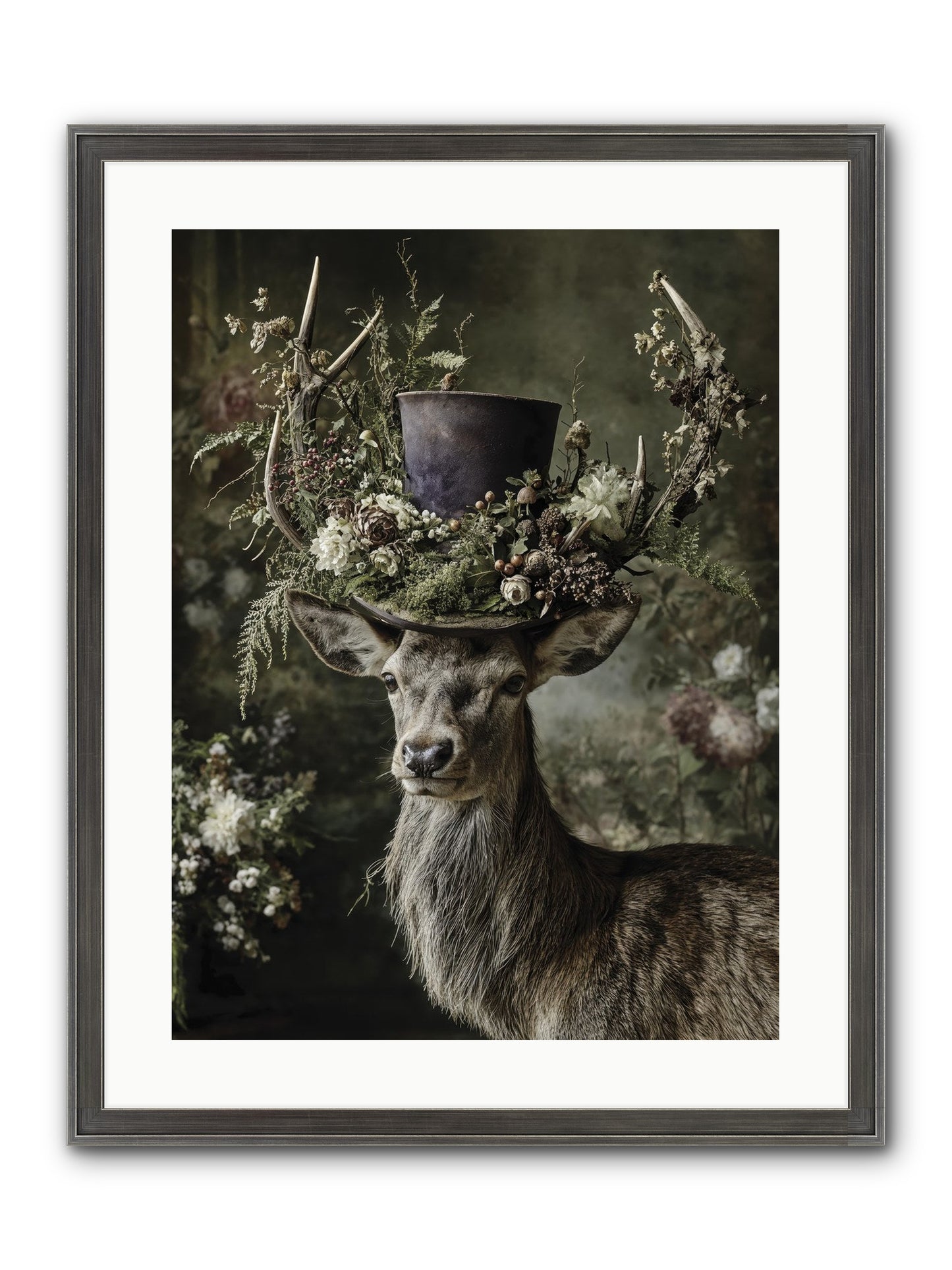 The Woodland Deity Framed Print - Slimwoods Black/Silver 18x24