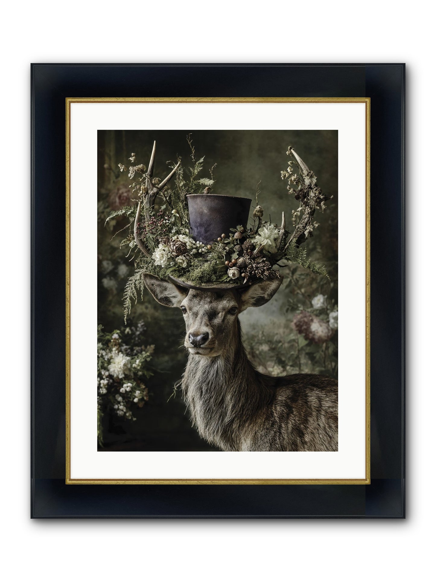 The Woodland Deity Framed Print - Wide Black w/Gold 18x24