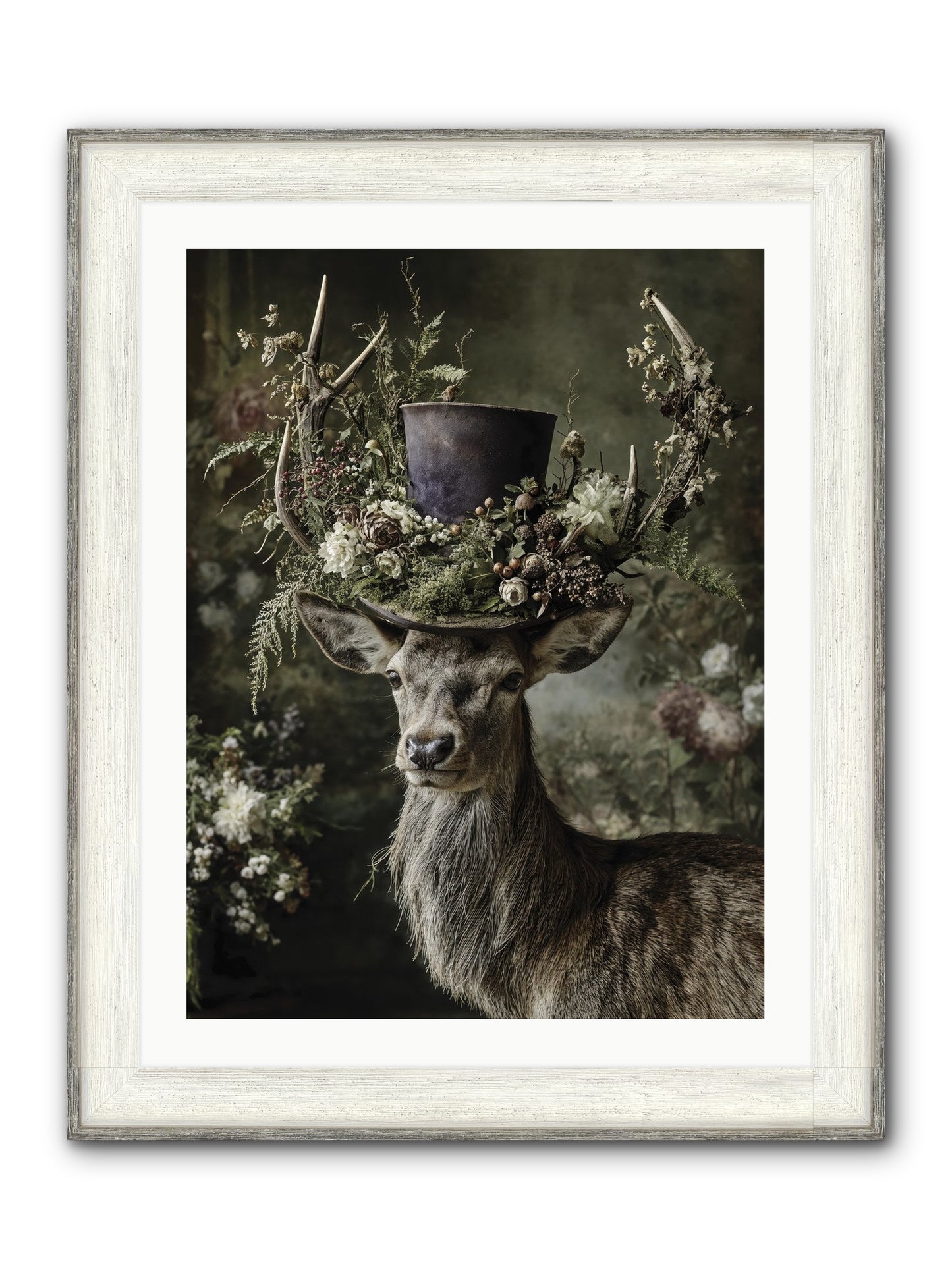 The Woodland Deity Framed Print - Driftwood White 24x32