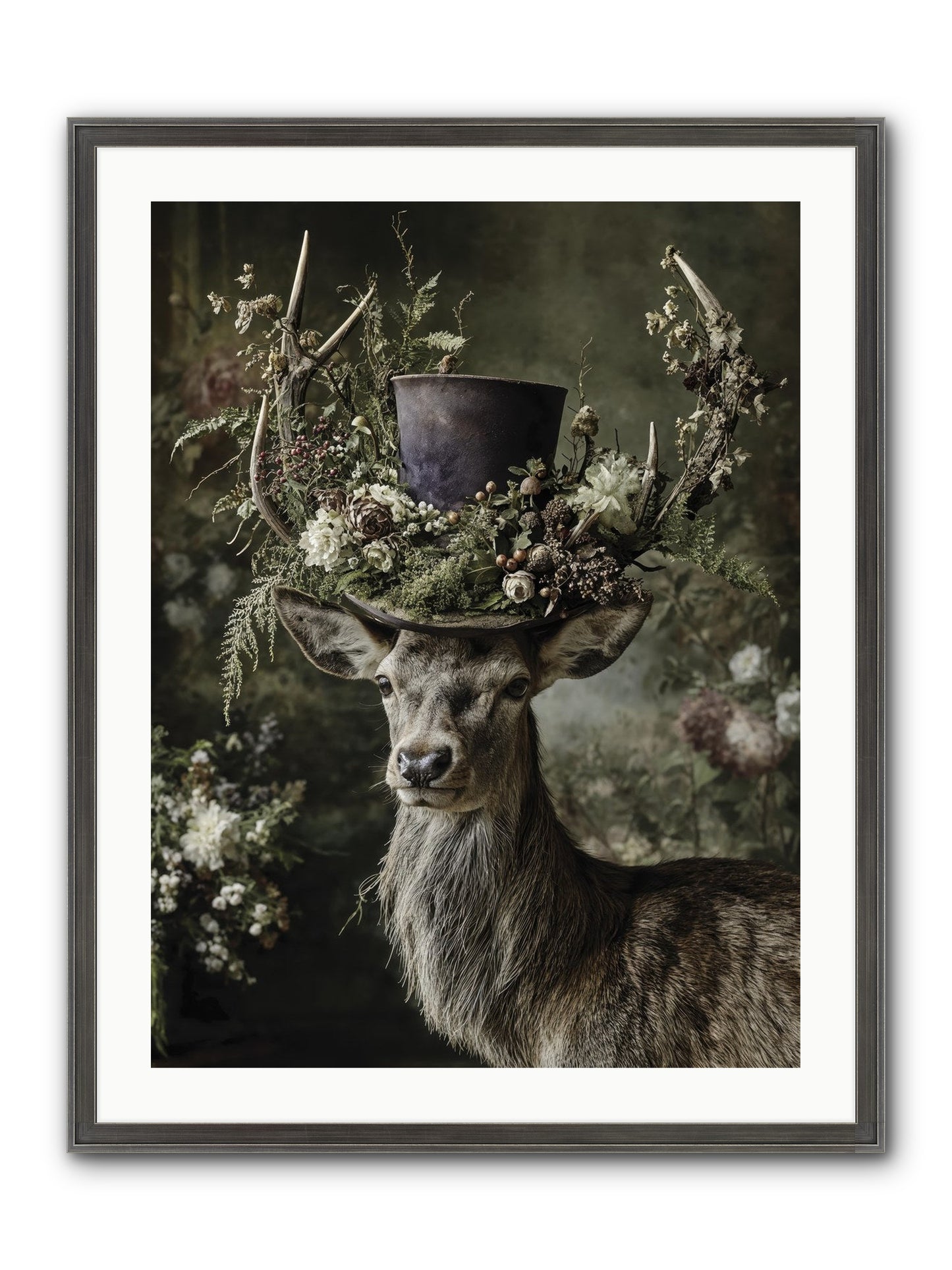 The Woodland Deity Framed Print - Slimwoods Black/Silver 24x32
