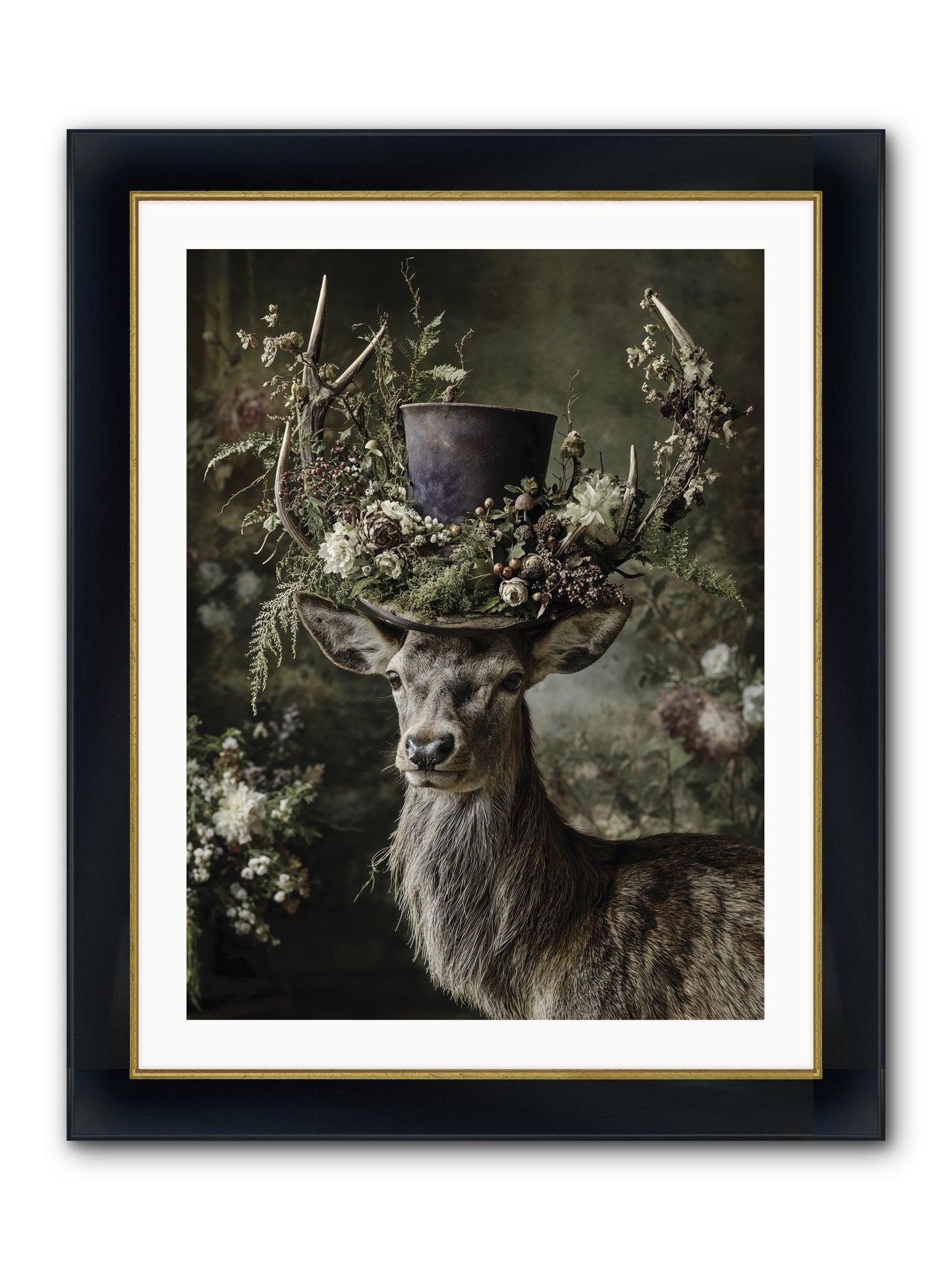 The Woodland Deity Framed Print - Wide Black w/Gold 24x32