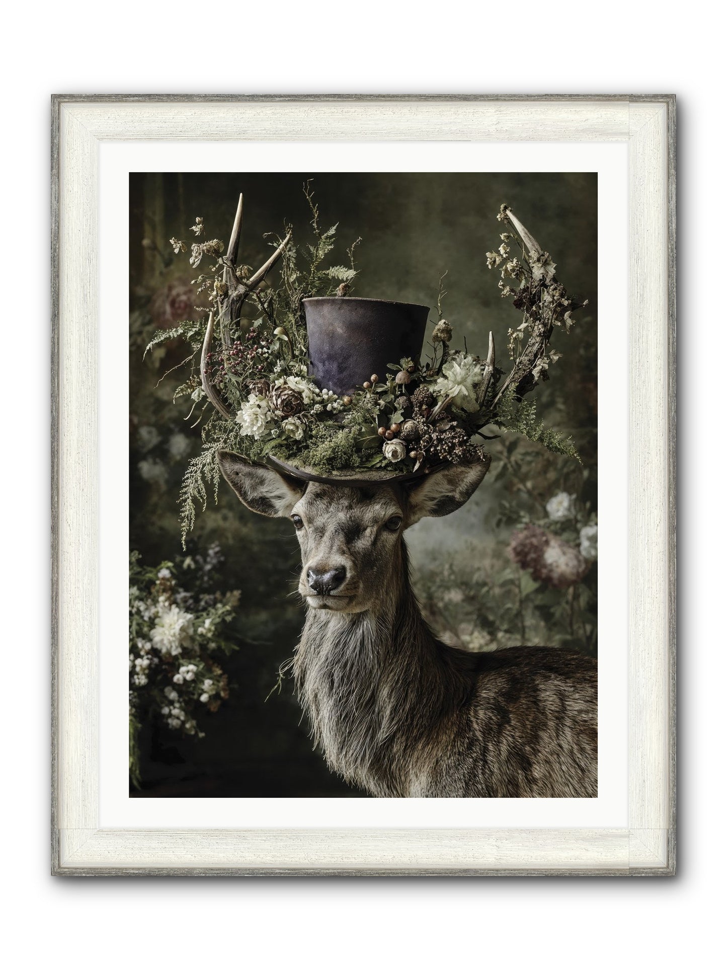 The Woodland Deity Framed Print - Driftwood White 30x40