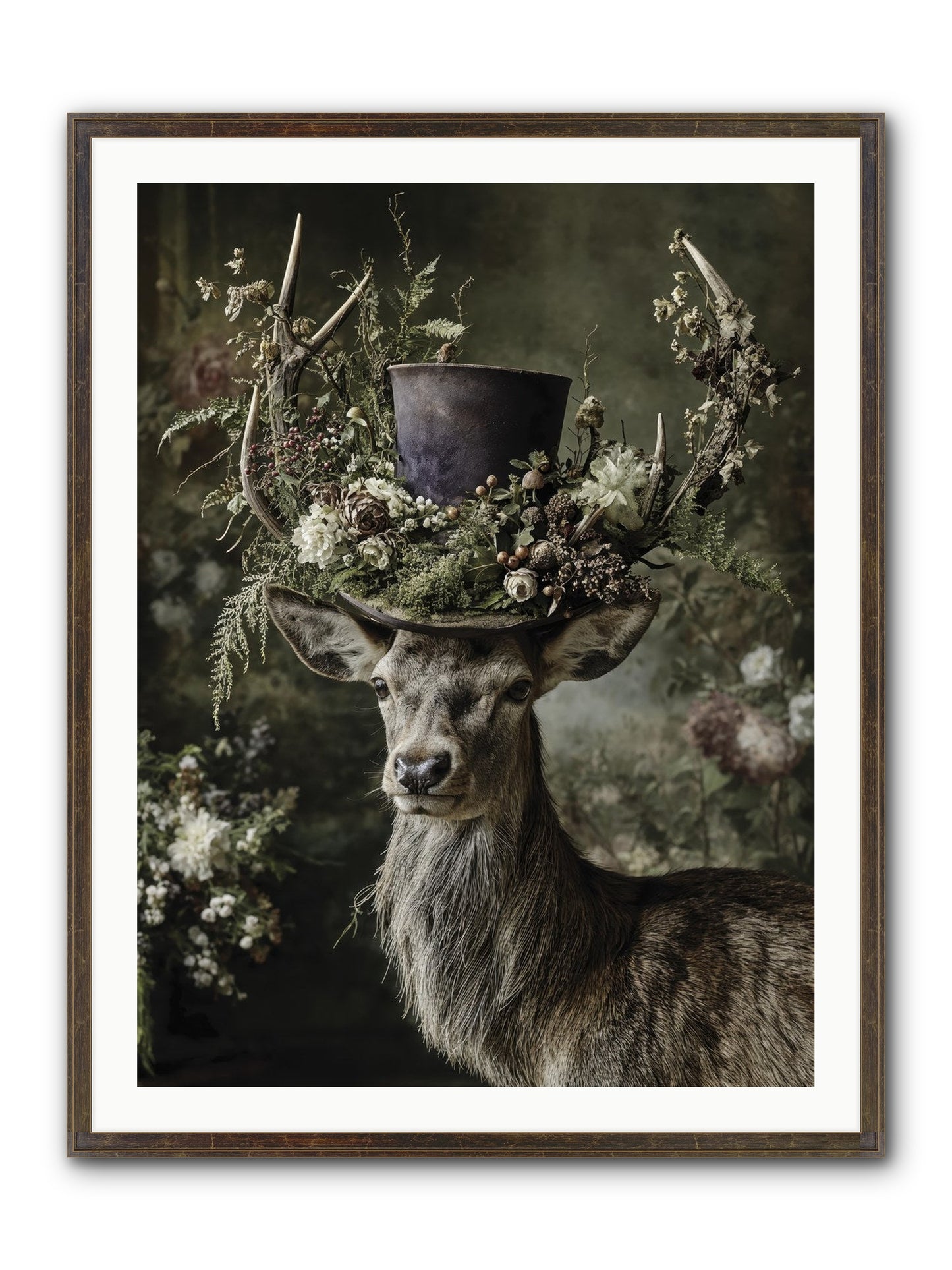 The Woodland Deity Framed Print - Slimwoods Black/Gold 30x40