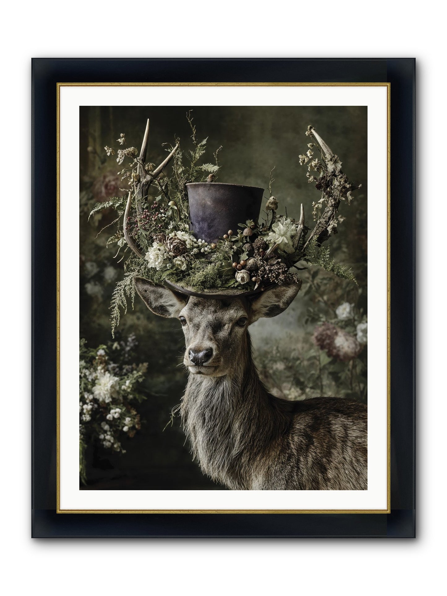 The Woodland Deity Framed Print - Wide Black w/Gold 30x40