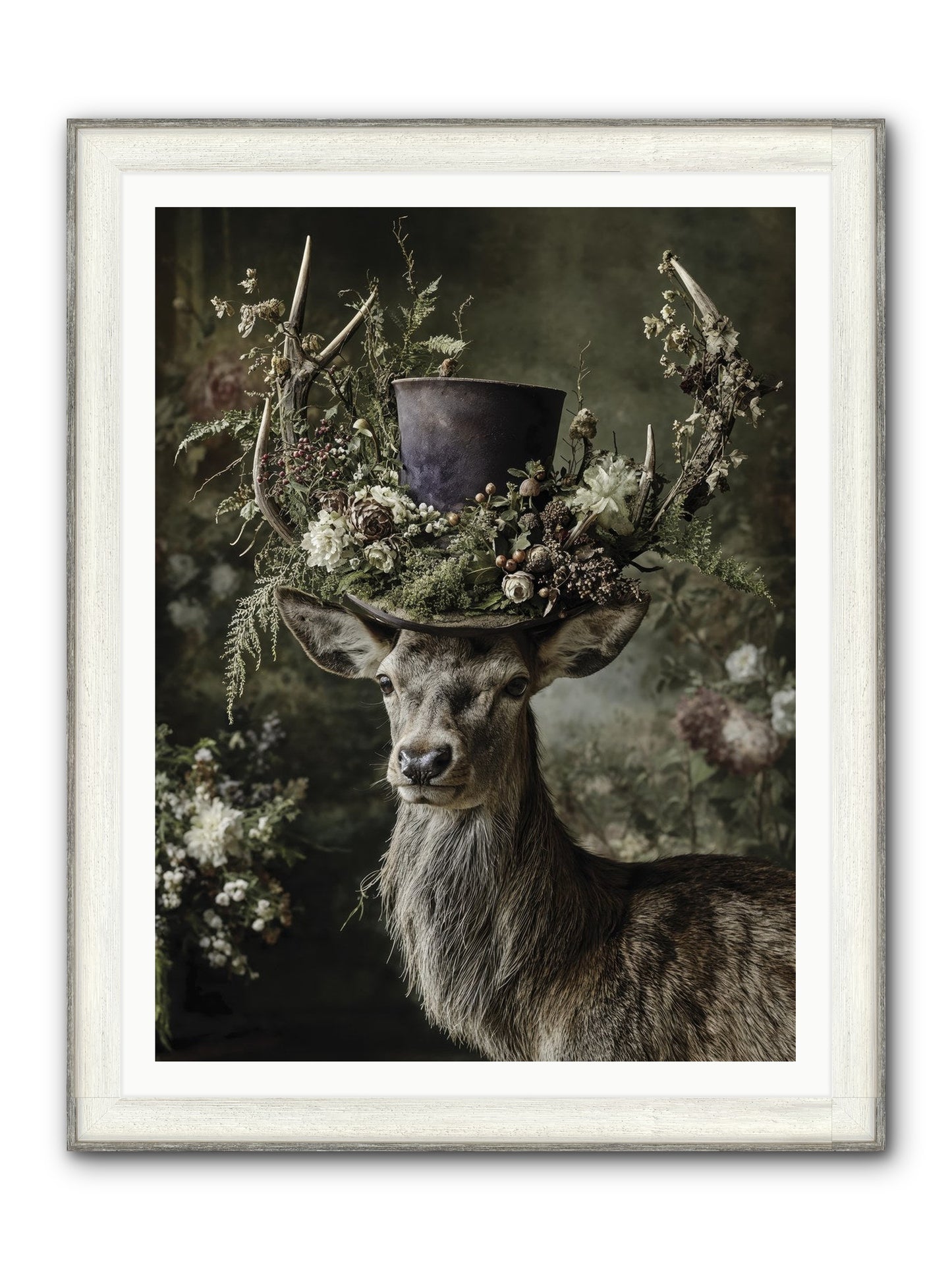 The Woodland Deity Framed Print - Driftwood White 36x48