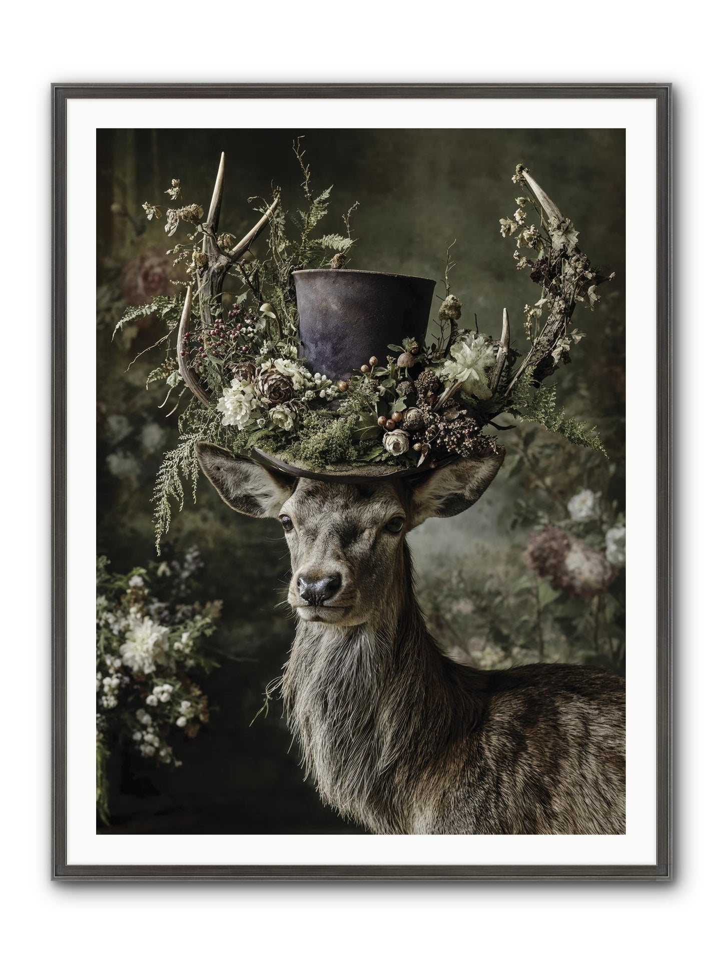 The Woodland Deity Framed Print - Slimwoods Black/Silver 36x48
