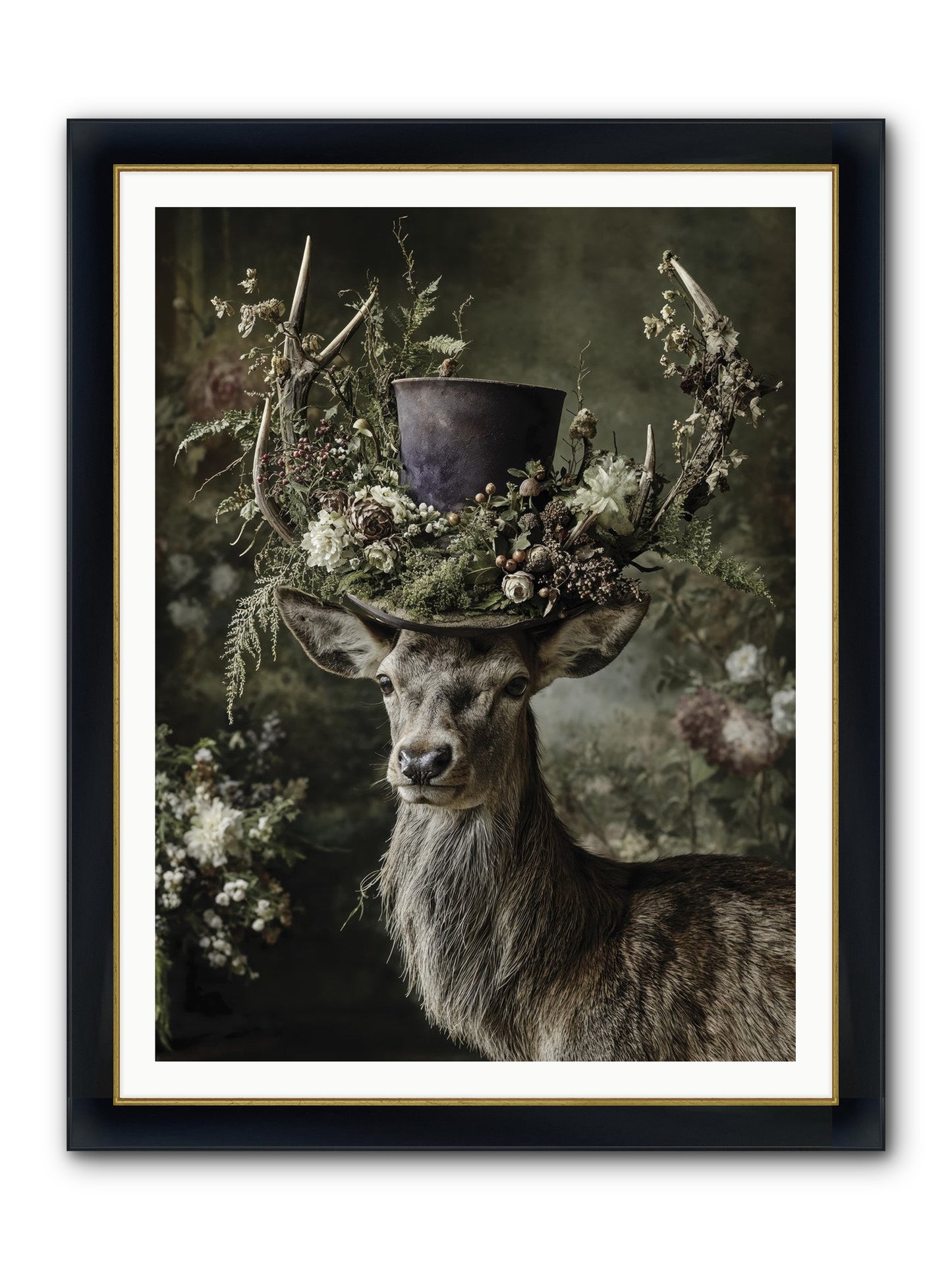 The Woodland Deity Framed Print - Wide Black w/Gold 36x48
