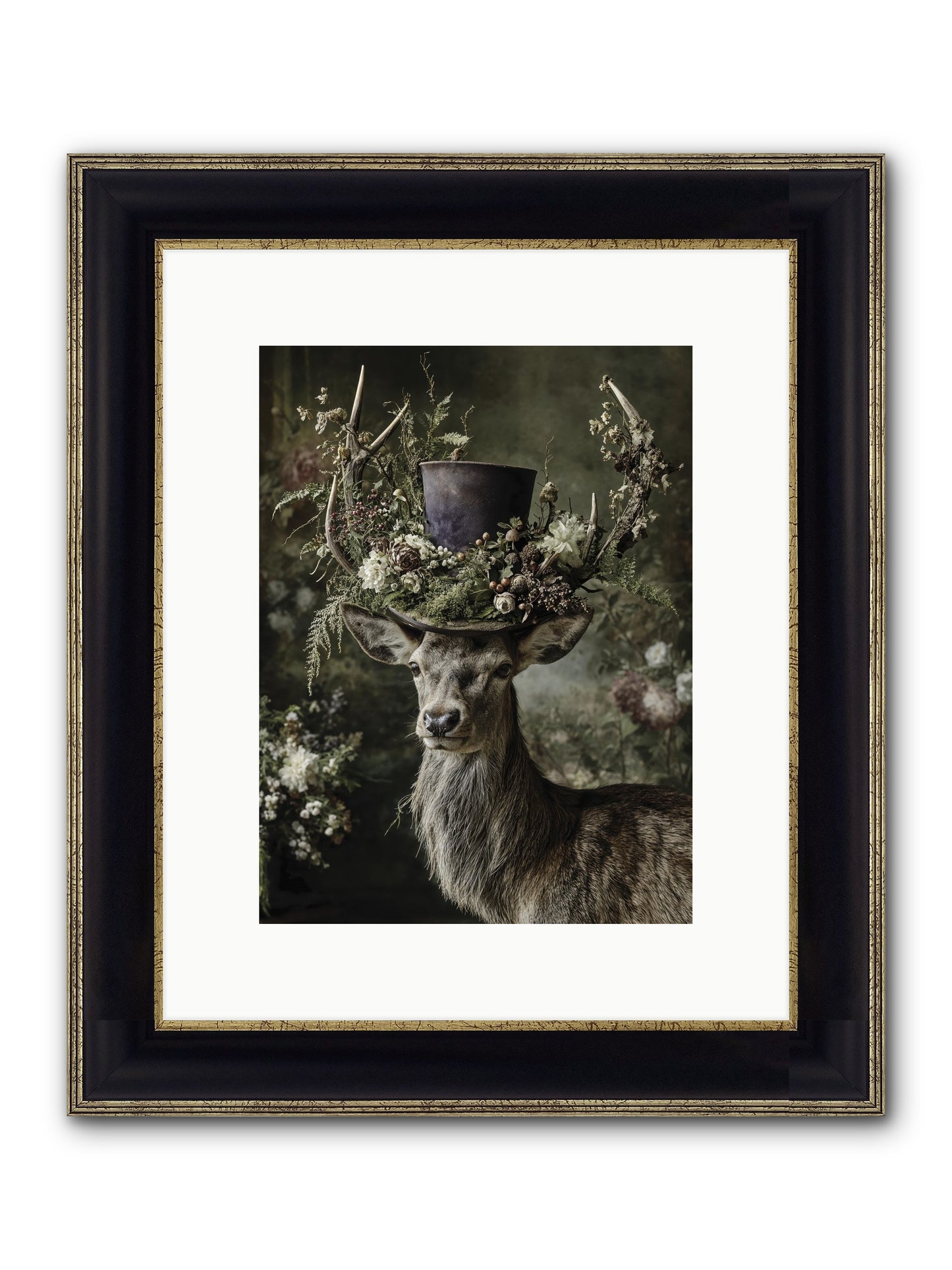 The Woodland Deity Framed Print - Black & Gold 9x12
