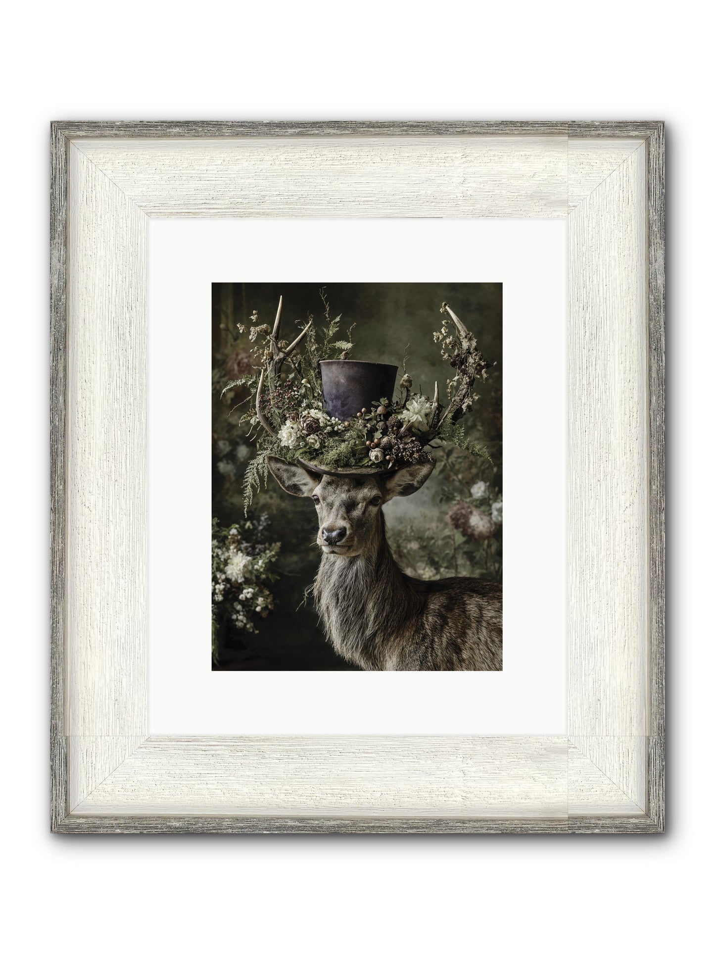 The Woodland Deity Framed Print - Driftwood White 9x12