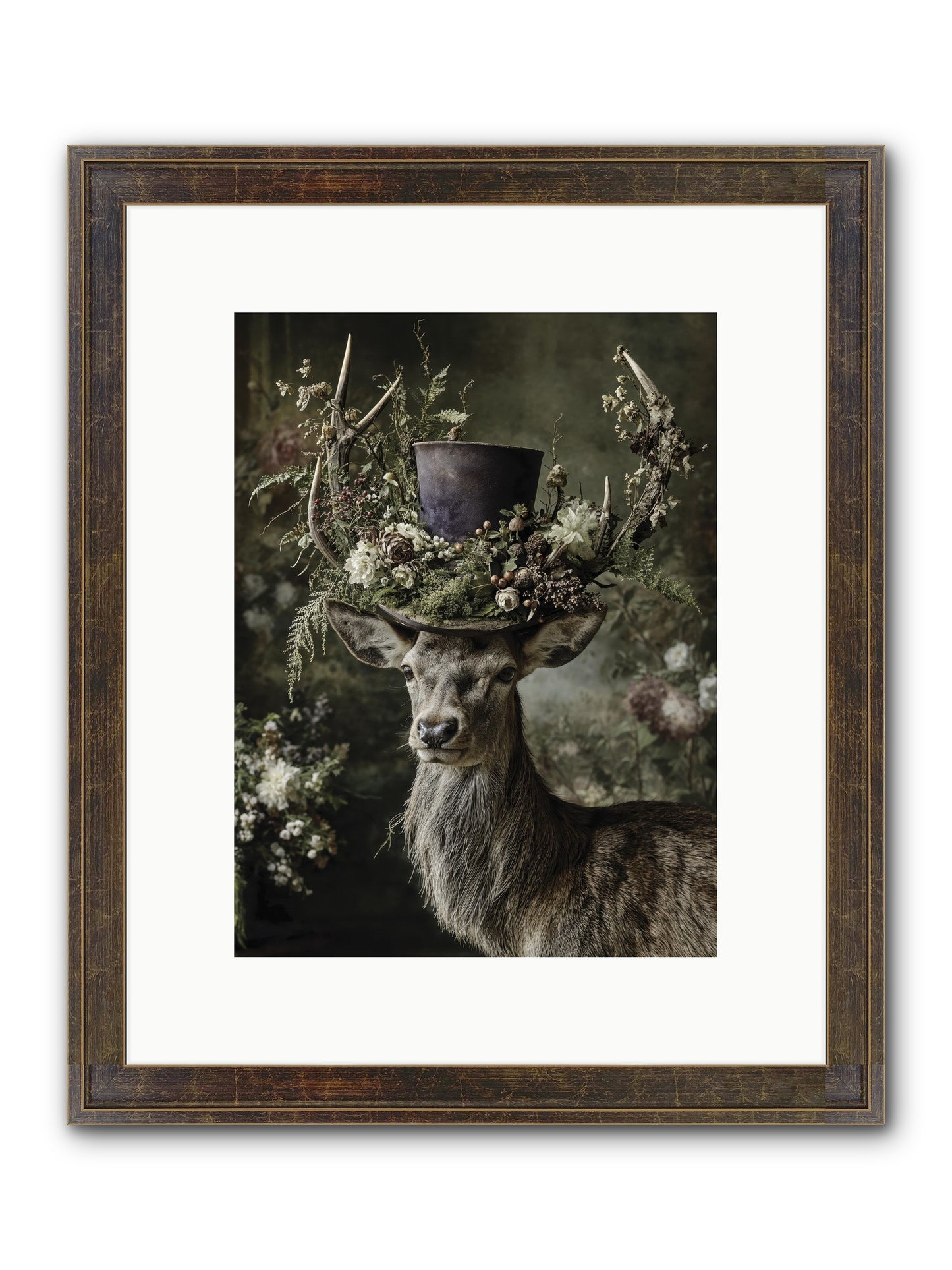 The Woodland Deity Framed Print - Slimwoods Black/Gold 9x12