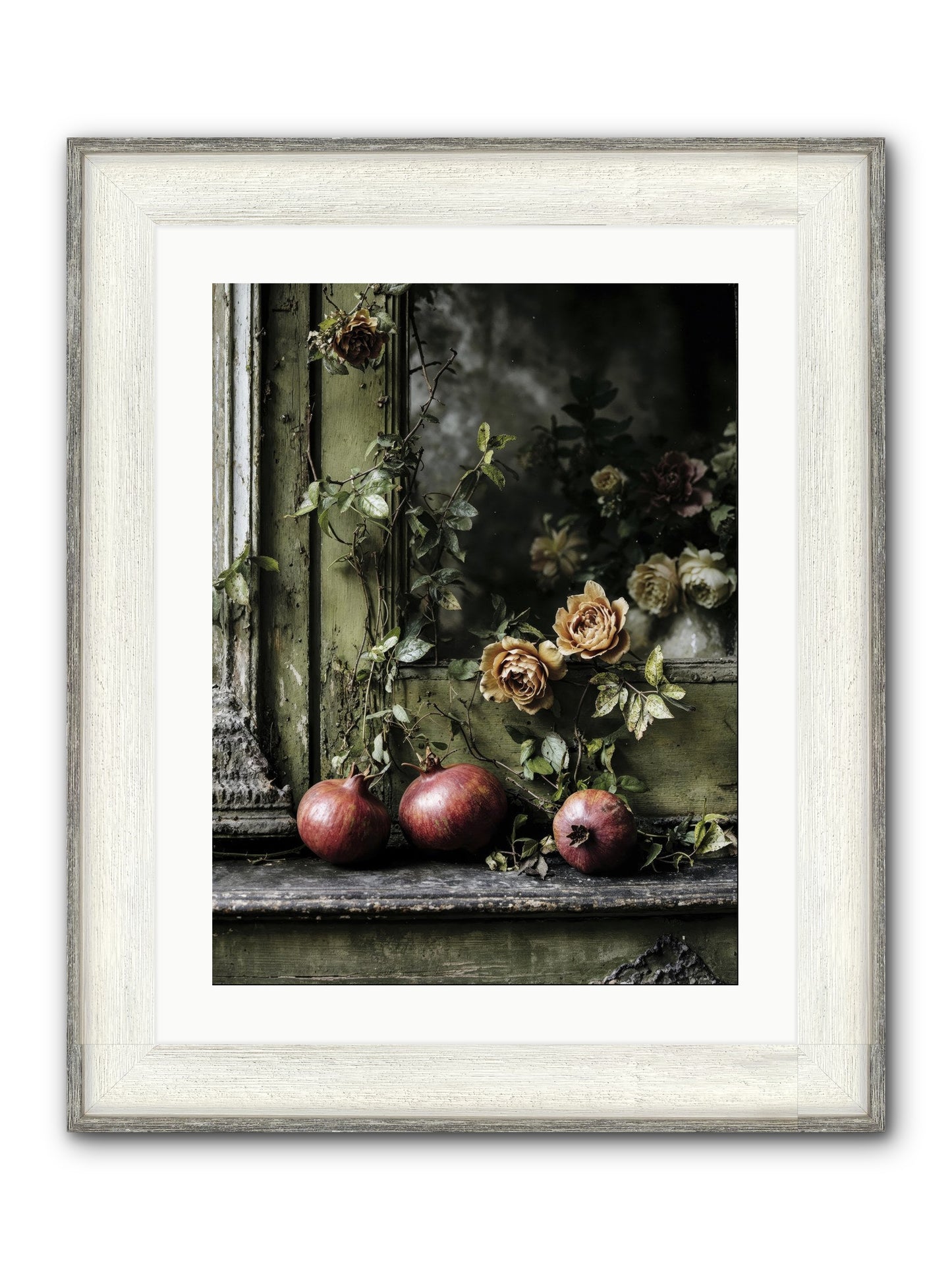 The World Wears Joy Framed Print - Driftwood White 18x24