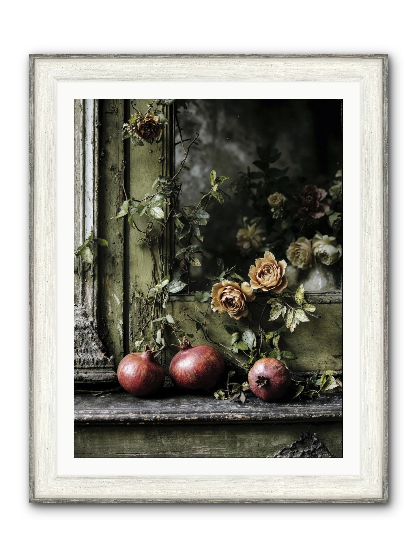 The World Wears Joy Framed Print - Driftwood White 30x40