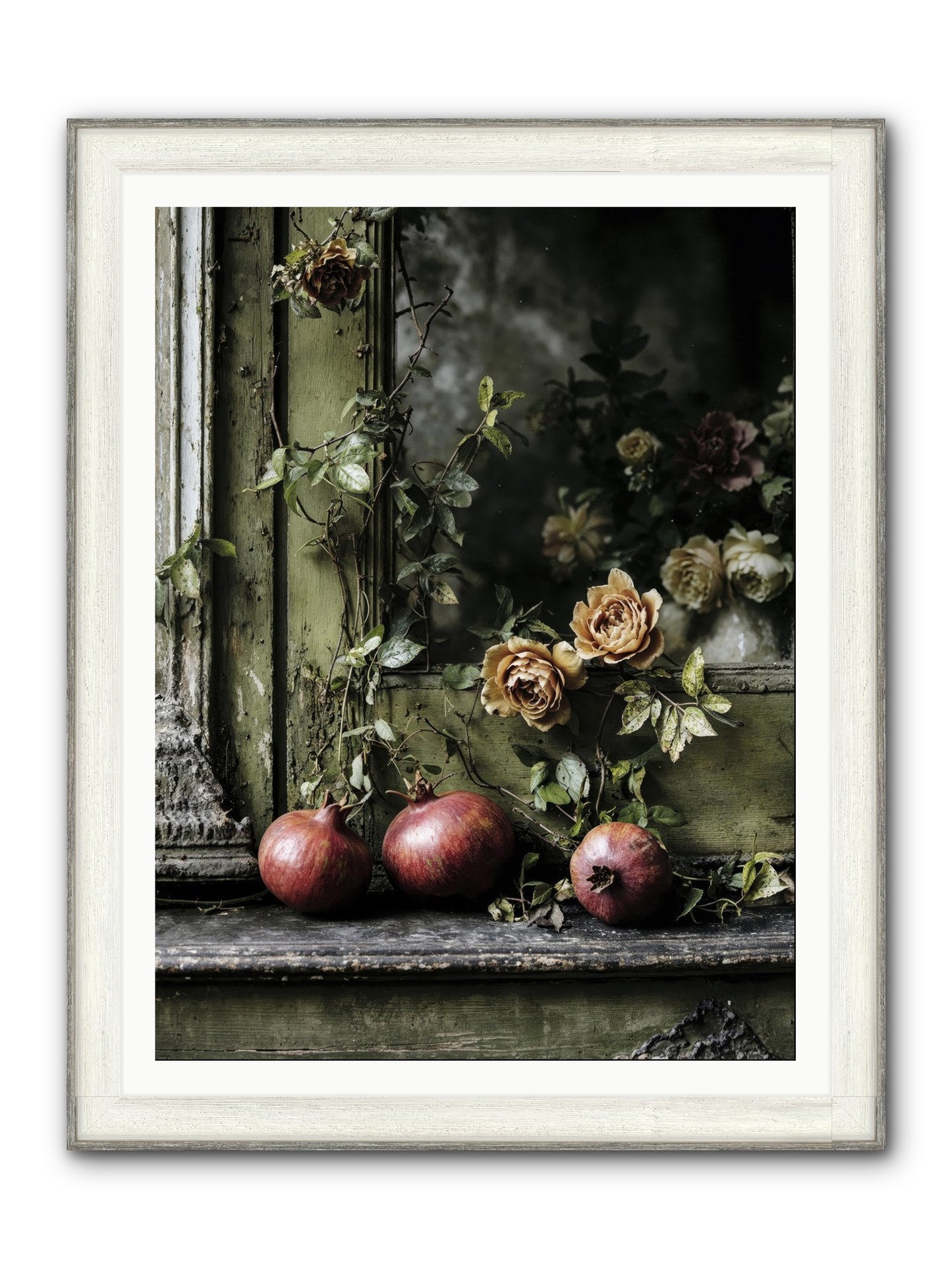 The World Wears Joy Framed Print - Driftwood White 36x48