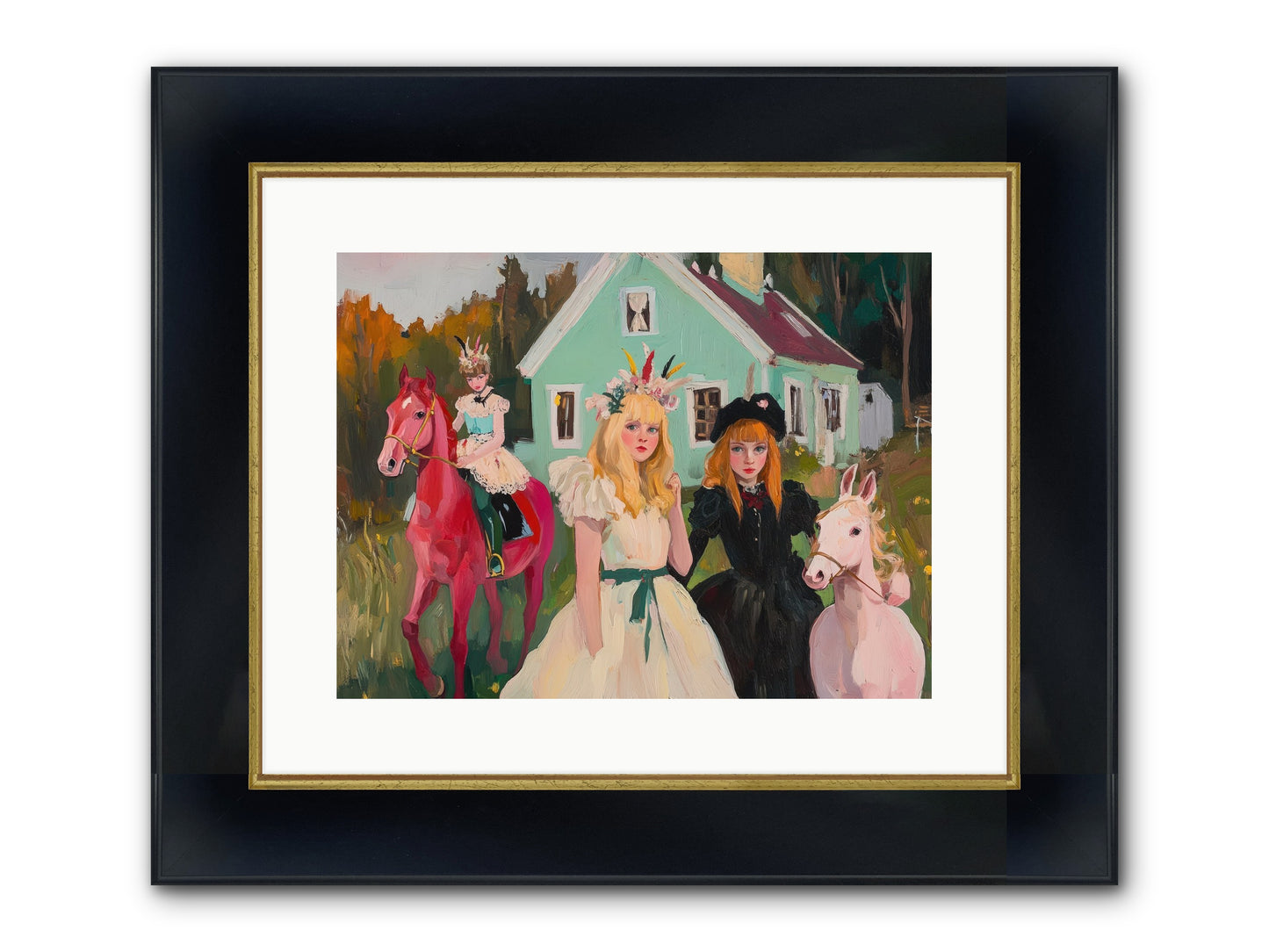 Theater Games Glow No.2 Framed Print - Wide Black w/Gold 16x12