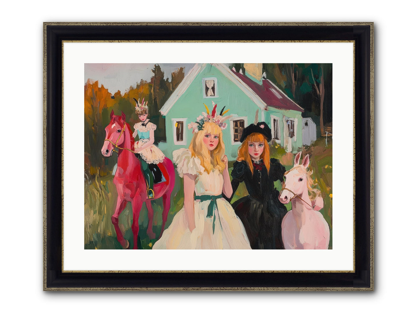 Theater Games Glow No.2 Framed Print - Black & Gold 24x18
