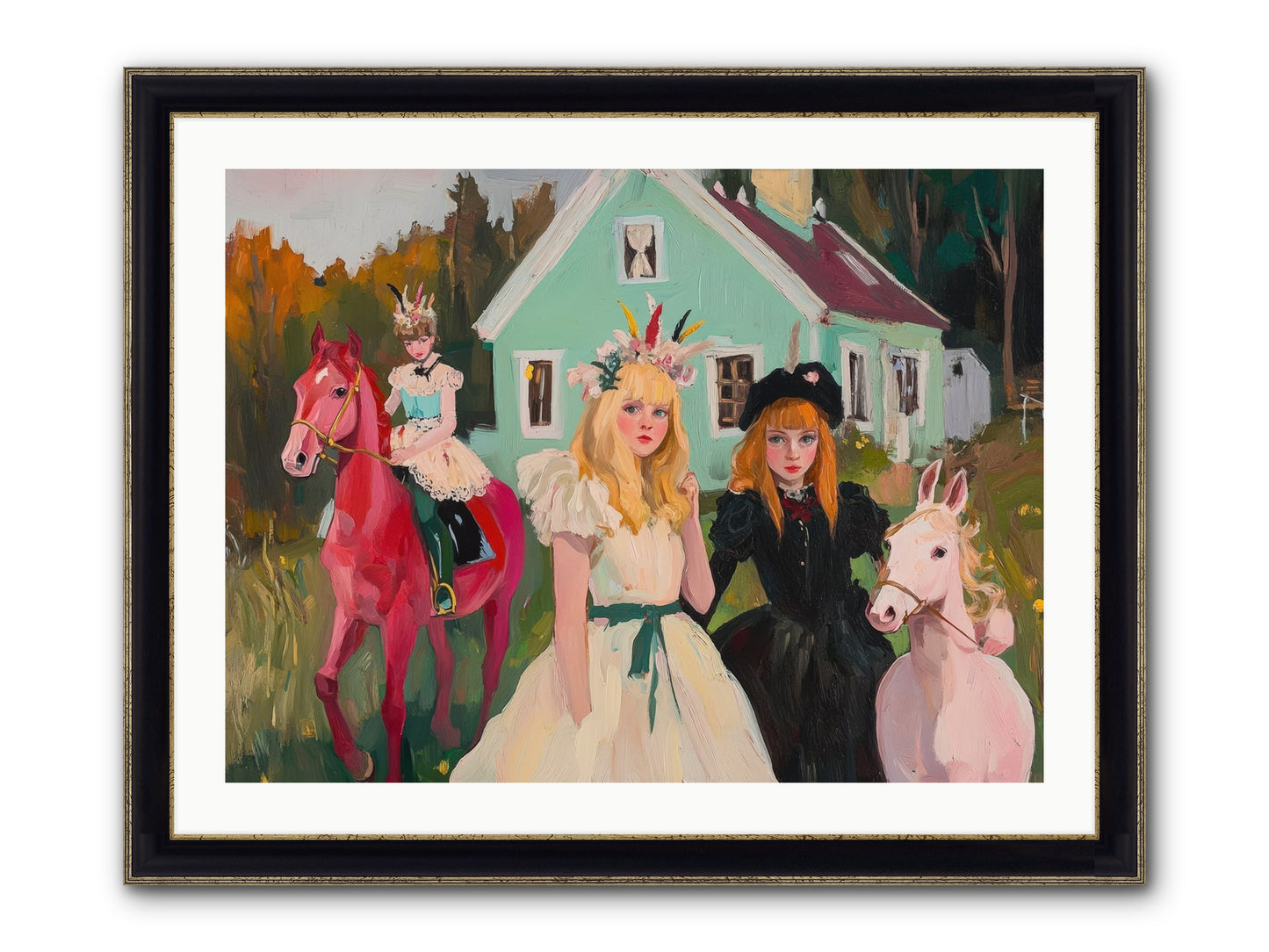Theater Games Glow No.2 Framed Print - Black & Gold 32x24