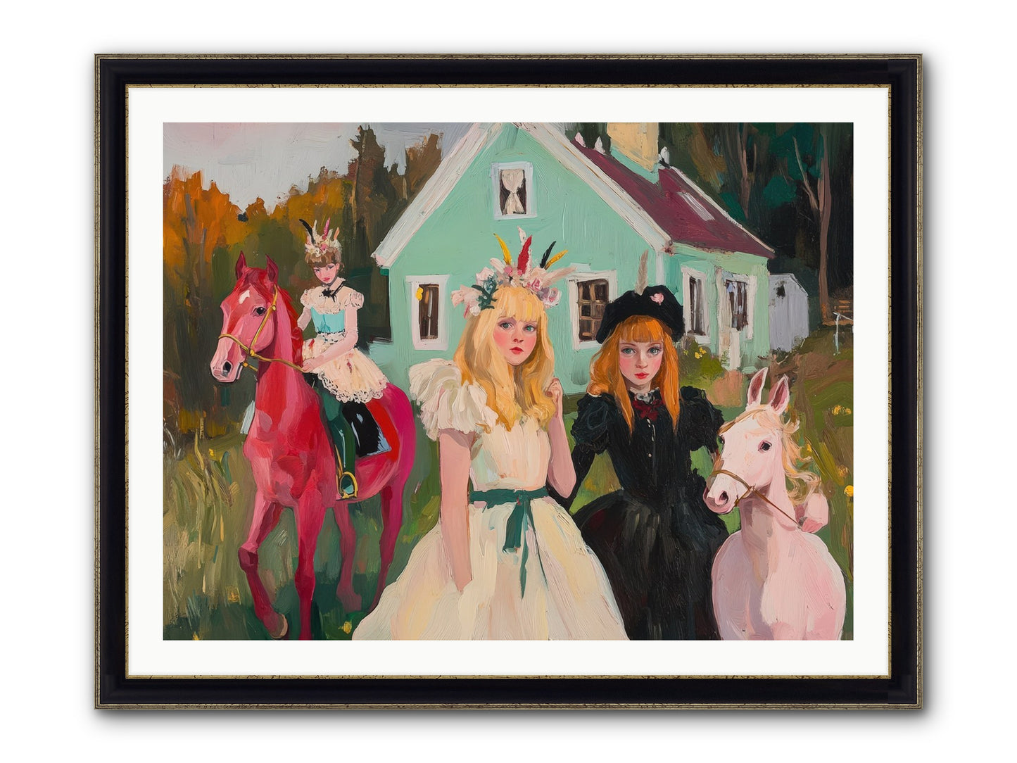 Theater Games Glow No.2 Framed Print - Black & Gold 40x30