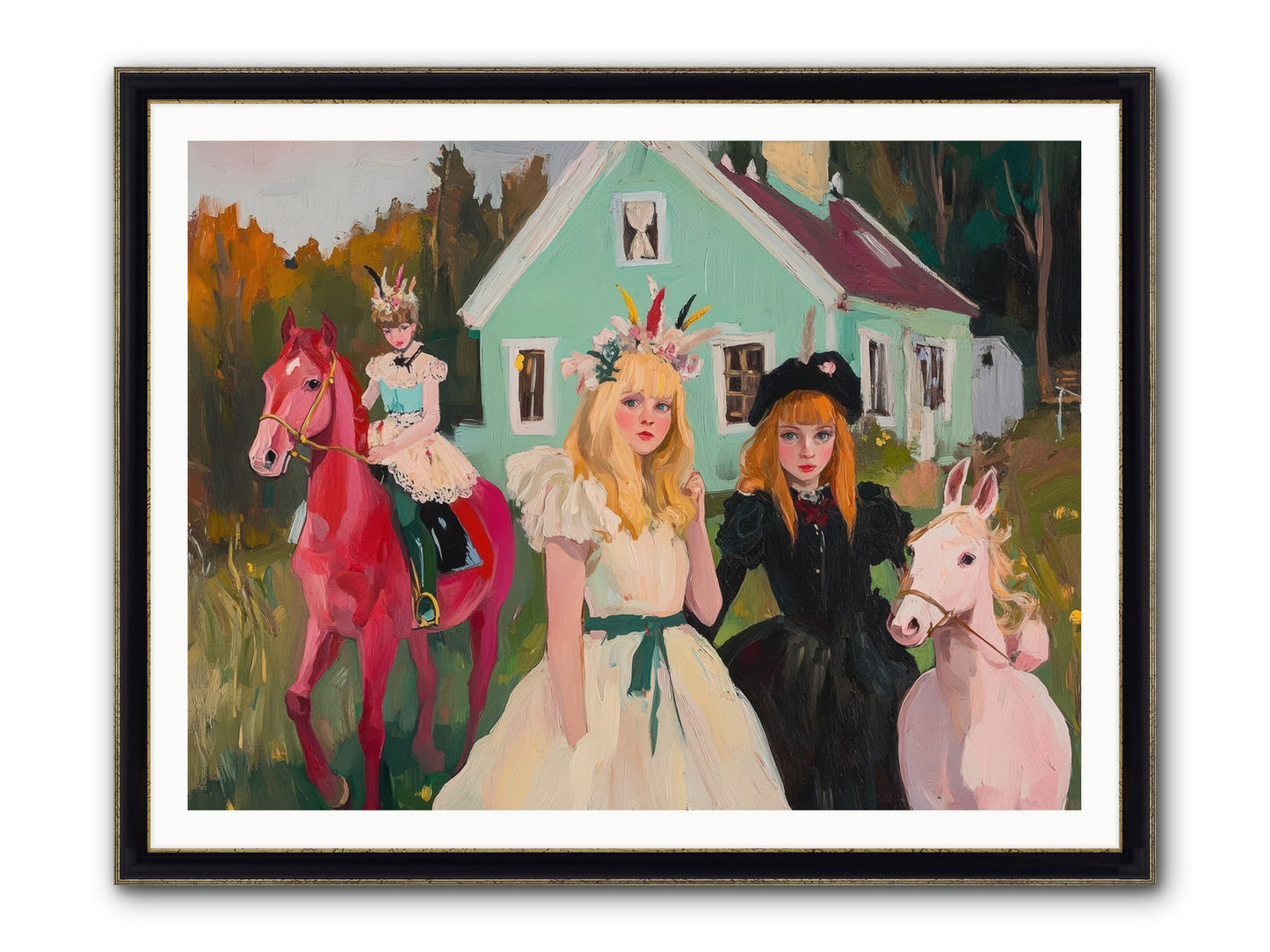 Theater Games Glow No.2 Framed Print - Black & Gold 48x36