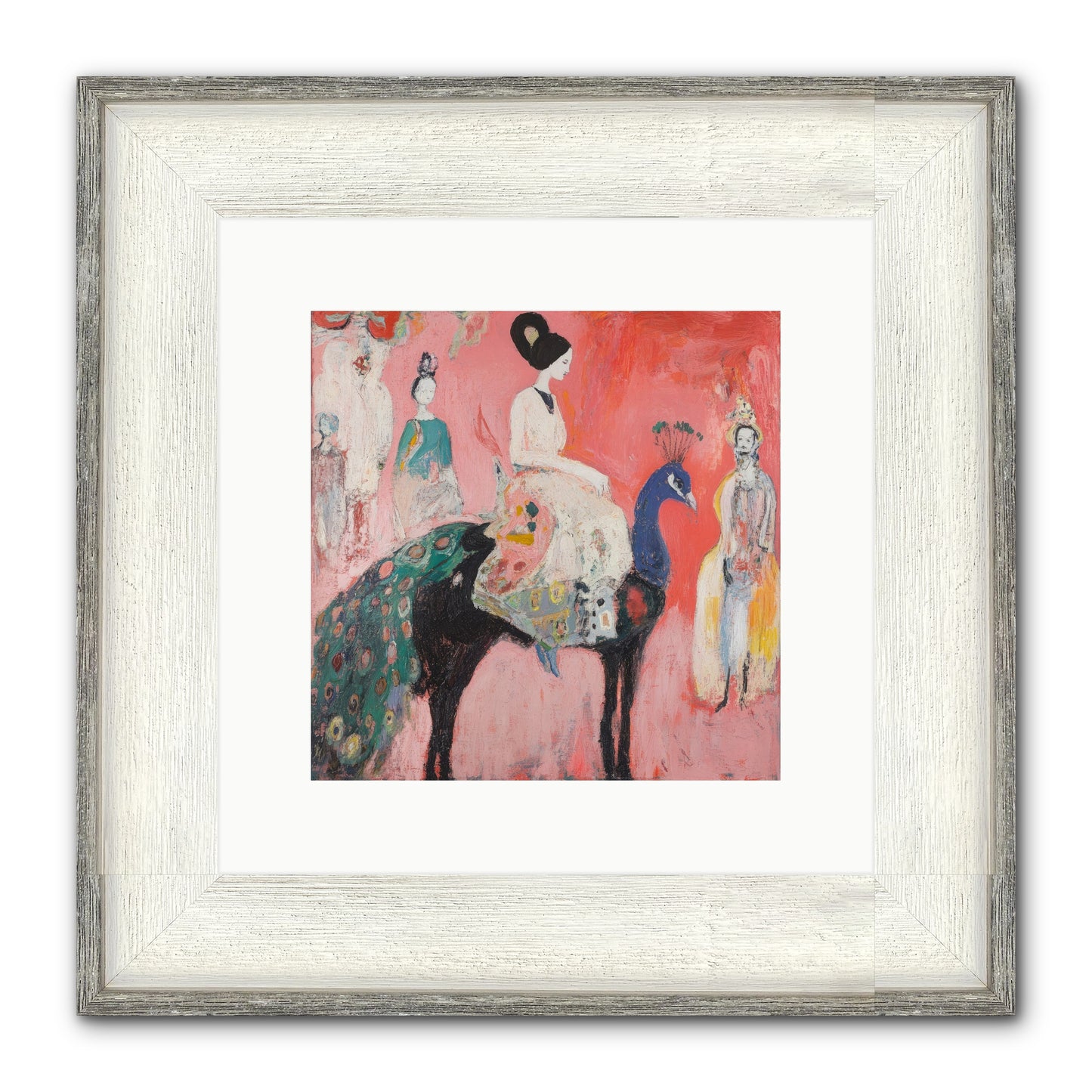 Theater Of Bold Plumes Framed Print - Driftwood White 10x10