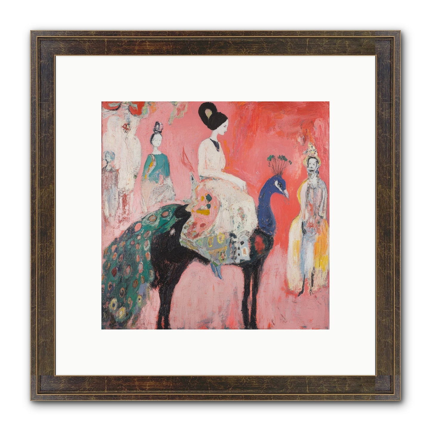 Theater Of Bold Plumes Framed Print - Slimwoods Black/Gold 10x10