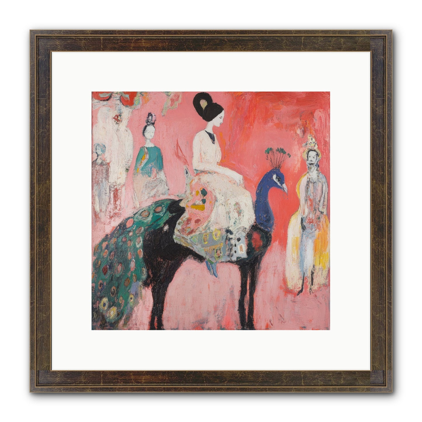 Theater Of Bold Plumes Framed Print - Slimwoods Black/Gold 12x12