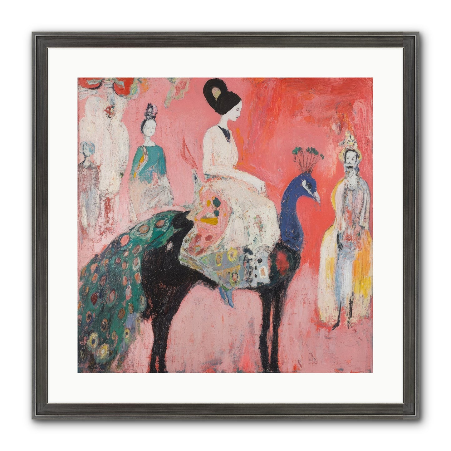 Theater Of Bold Plumes Framed Print - Slimwoods Black/Silver 20x20